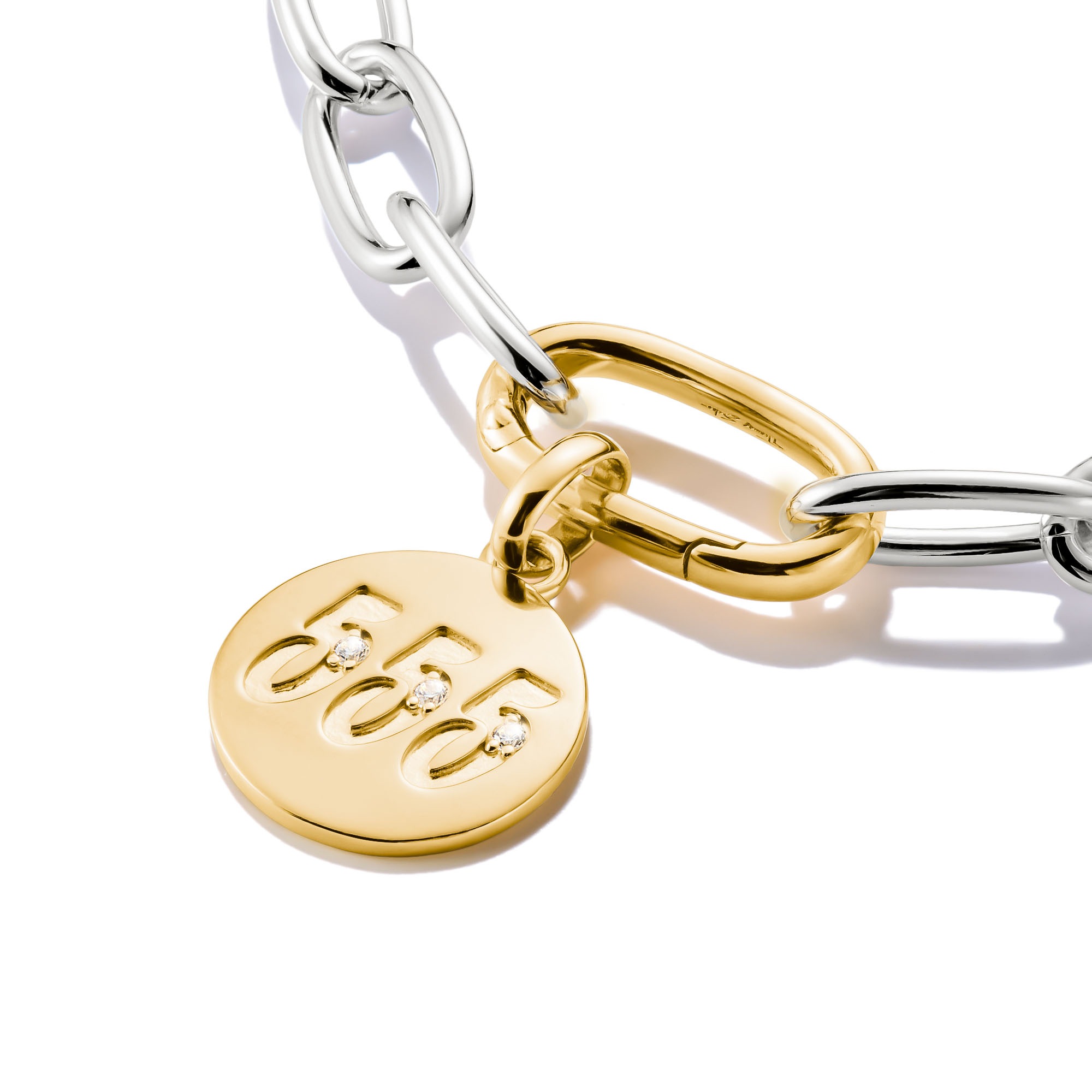 THOMAS SABO Charm-Einhänger »Charm Angel Number 555 vergoldet - Connect, CC1252-414-14«, mit Zirkonia (synth.)
