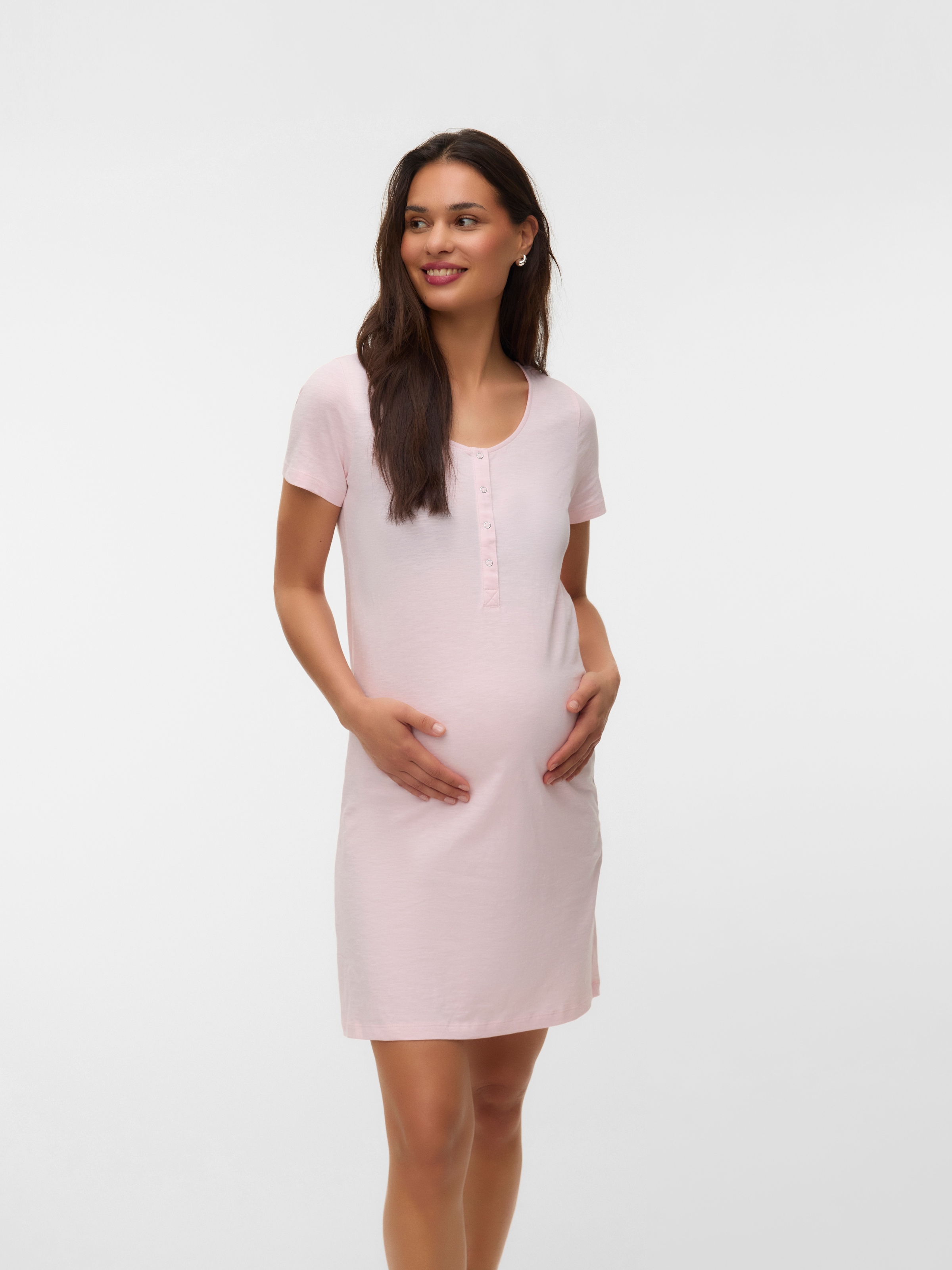 Mamalicious Umstandsnachthemd »MLMIRA JRS NIGHTGOWN 2F 2-P NOOS« Packung, 2 tlg. knielanger Schnitt, lockere Passform, Kurzarm, mit Rundhalsausschnitt