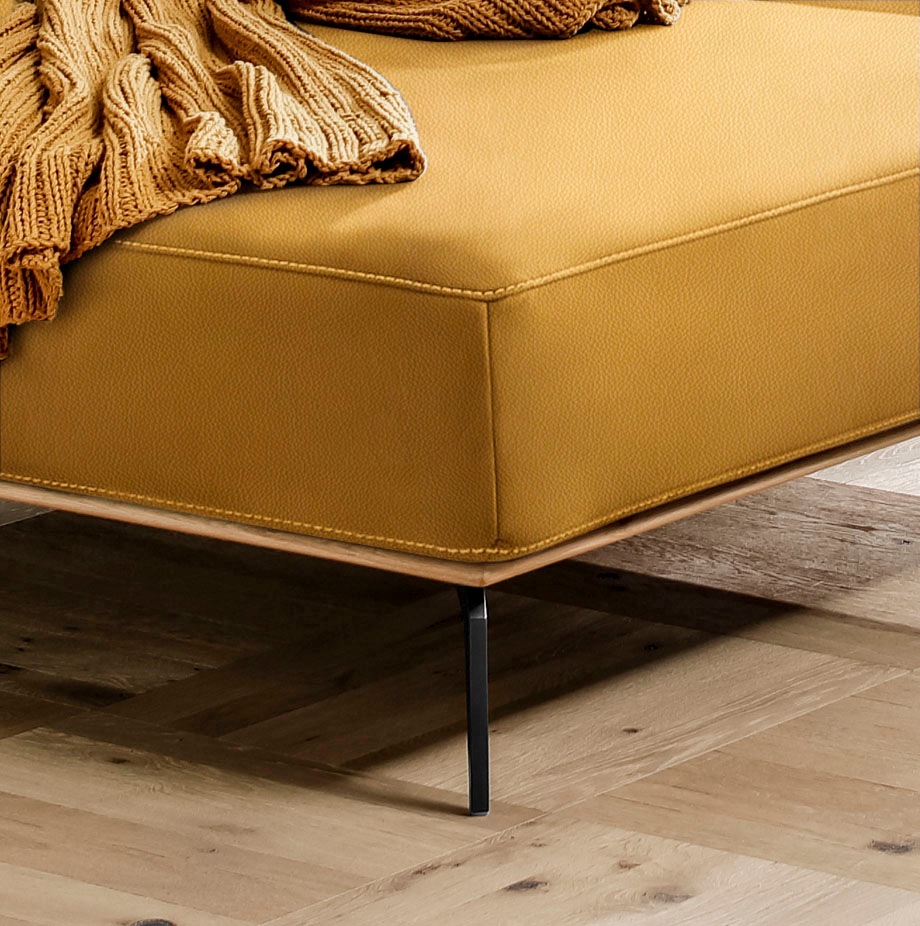W.SCHILLIG Ecksofa »run, Designsofa mit tollem Sitzkomfort, bequem, L-Form«, mit Holzsockel, Füße in Schwarz pulverbeschichtet, Breite 299 cm
