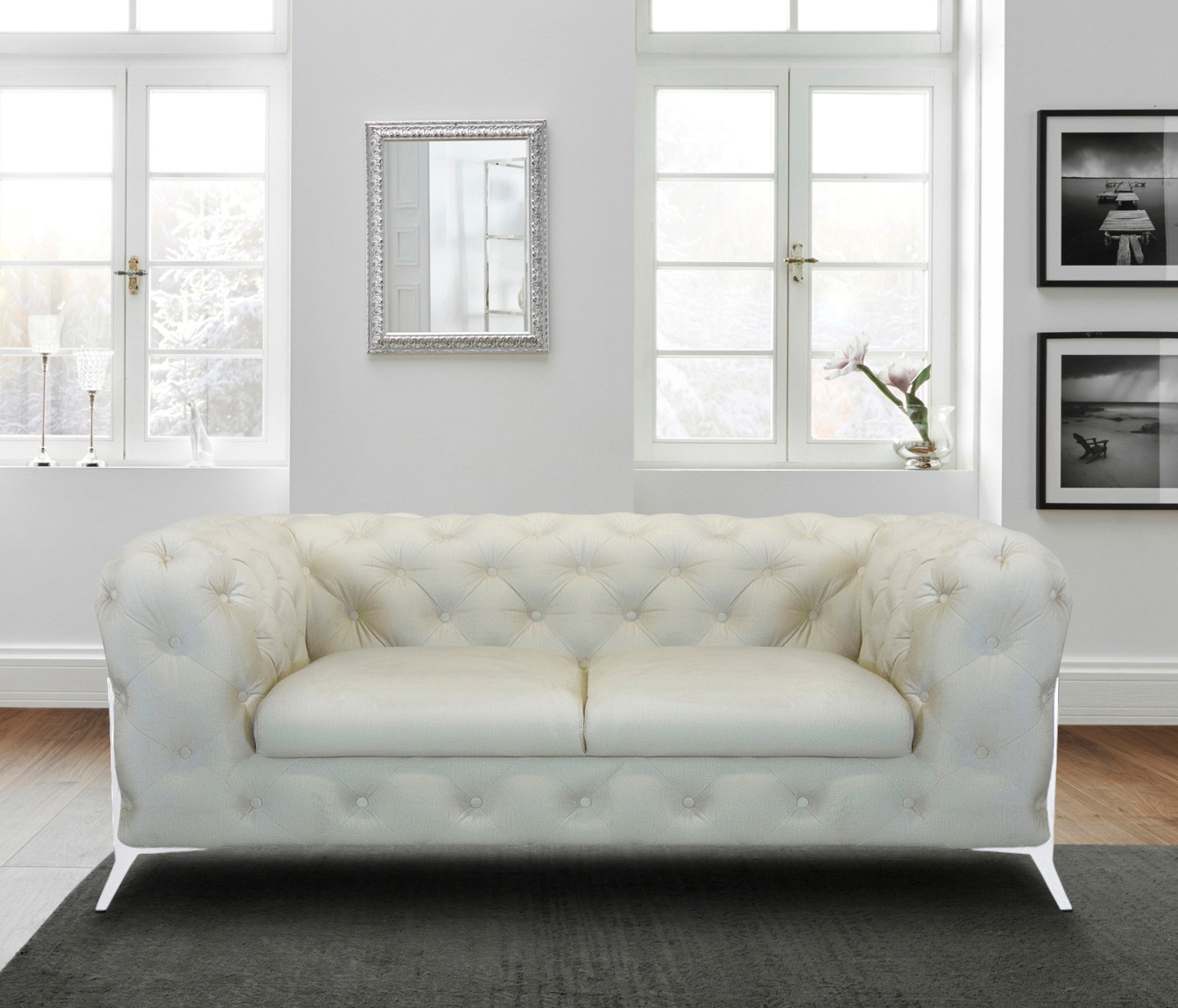 Leonique Chesterfield-Sofa »Amaury«, aufwändige Knopfheftung, moderne Chesterfield Optik, Fußfarbe wählbar