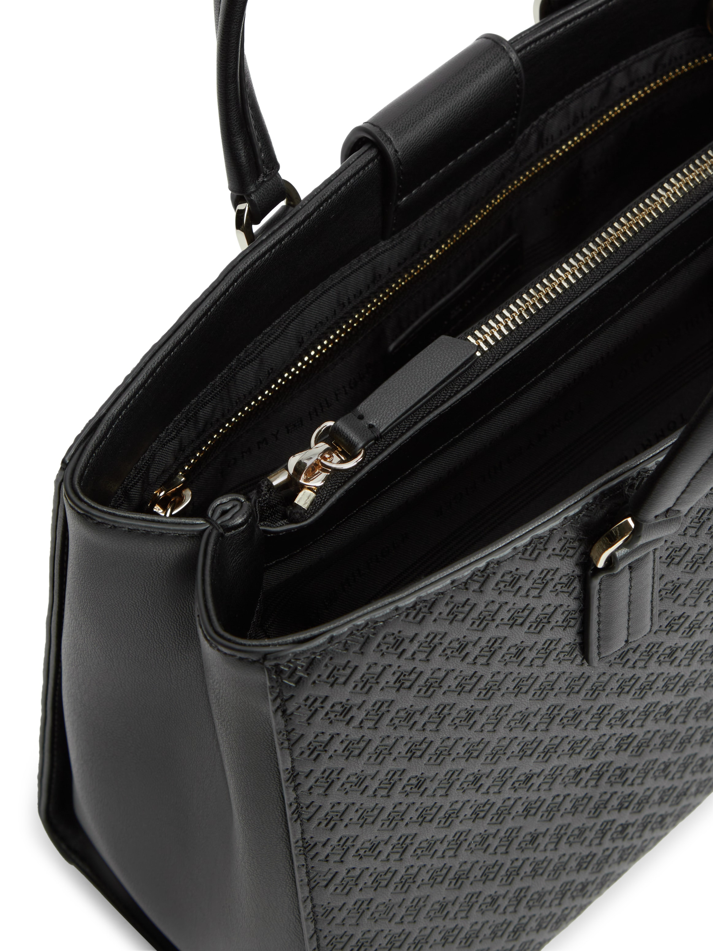 Tommy Hilfiger Henkeltasche »TH DAILY SATCHEL MONO« Damen Tragetasche, Handtasche mit Allover TH-Logoprägung