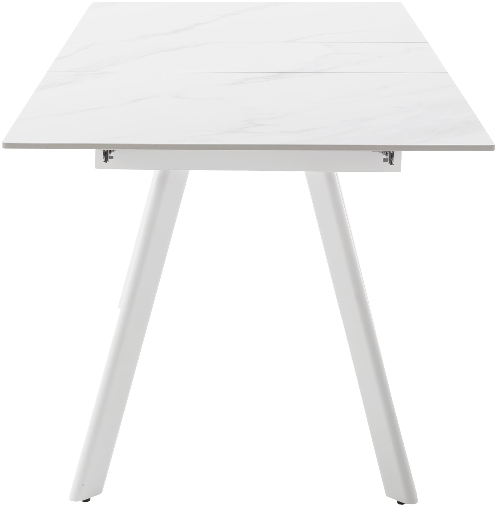 MCA furniture Esstisch »PARENZO Auzugtisch 140-180 cm weiß marmoriert - bis 8 Personen«, (1 St.), Keramik, Metall weiß, Synchronauszug, ausziehbar, 6-8 Personen