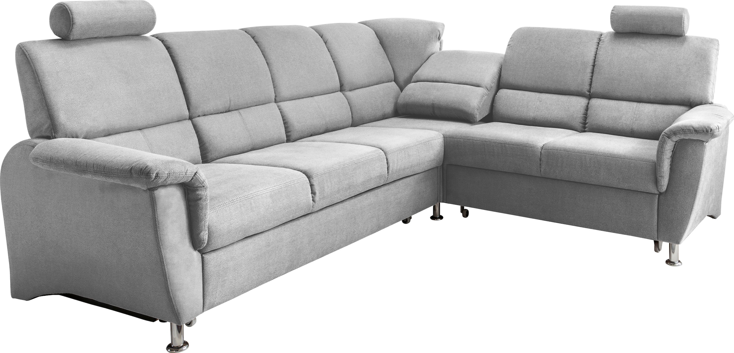 Home affaire Ecksofa »Pisa L-Form, mit Schlaffunktion, Stauraum, 2x höhenverstellbare«, Kopfstützen und Relaxfunktion im Eckelement