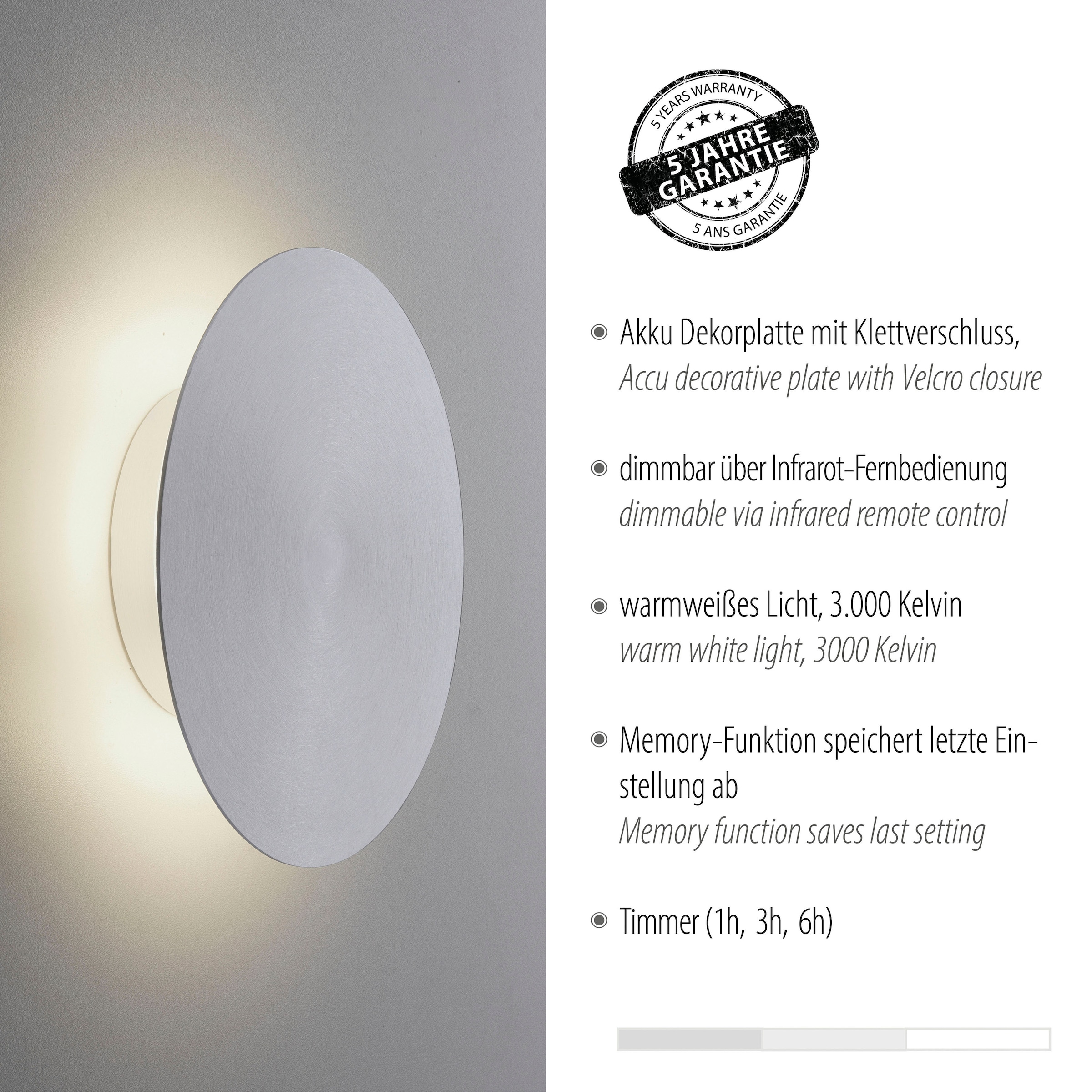 Paul Neuhaus Wandleuchte »AKKU PUNTU«, 1 flammig, Leuchtmittel LED-Board | LED fest integriert