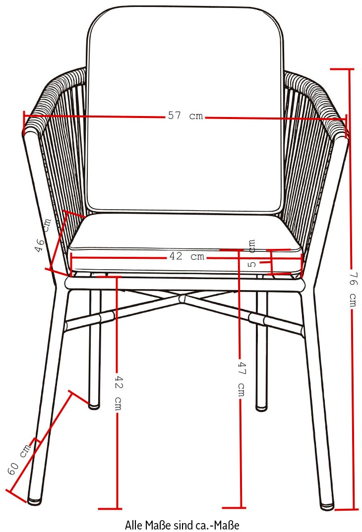 Destiny Garten-Essgruppe »LIMONE BARLETTA 4 Se + Tisch Ø110 cm, grau/ anthrazit« Set, 13 tlg. Aluminium, Rope, HPL