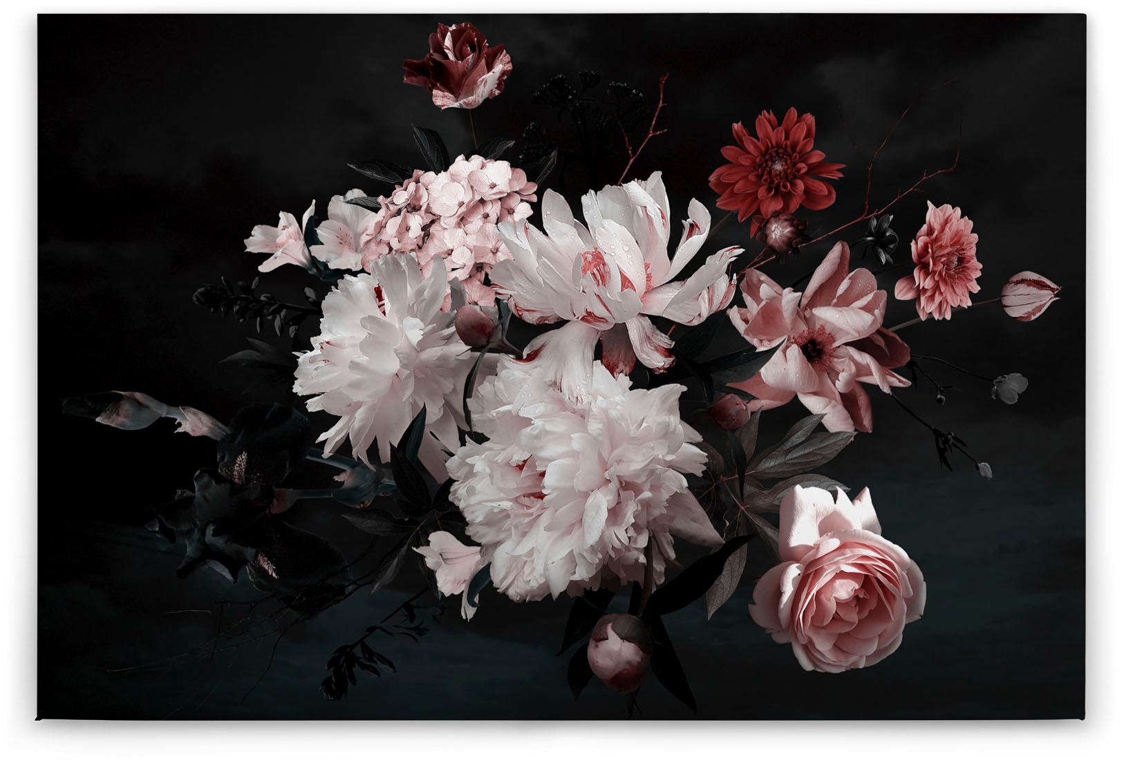 A.S. Création Leinwandbild »Blunch Of Flowers«, Kunst-Blumen-Kinder, (1 St.), Romantische Blumen, Rosen Keilrahmen Leinwand-Bild Wohnzimmer modern