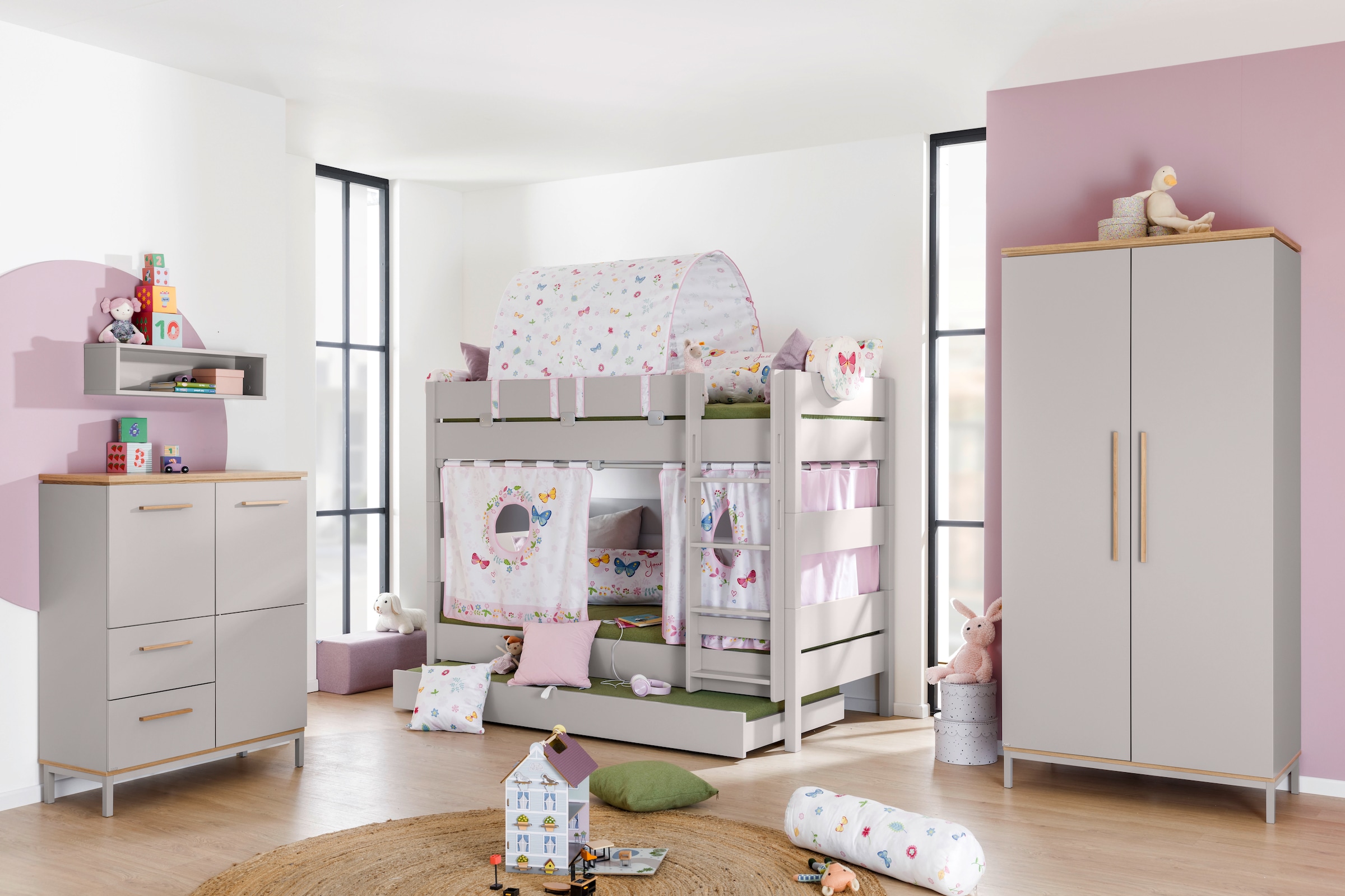 PAIDI Spielbett »TIAGO in verschiedenen Größen und Farben, Etagenbett mit Leiter« Höhe 160 / 180 cm, 2 Liegeflächen - je 120kg Tragkr., 5 Jahre Garantie,  Rausfallschutz, geprüfte Sicherheit, umbaubares Bett mit Massivholz