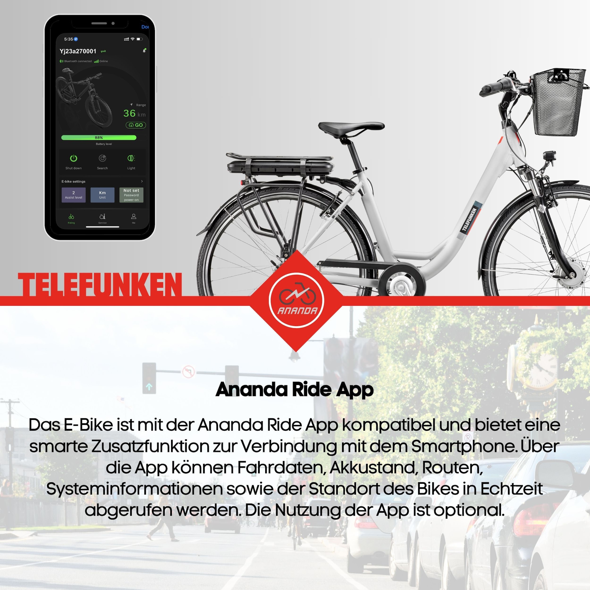 Telefunken E-Bike »Multitalent RC667«, 7 Gang, Shimano, Nexus, Frontmotor 250 W, Pedelec, Elektrofahrrad, Damen, Herren, innerhalb StVZO, 28 Zoll