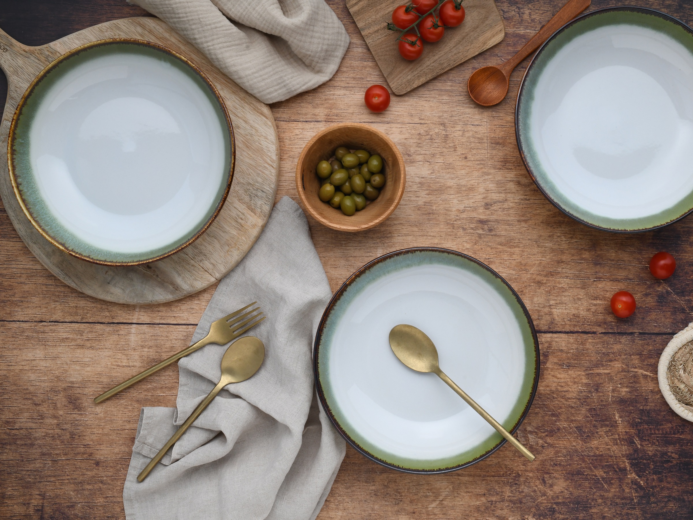 CreaTable Schale »Cascade, Poke Bowl 22,5 cm 4-tlg«, 4 tlg., aus Steinzeug, Rekativglasur, Healthy Food
