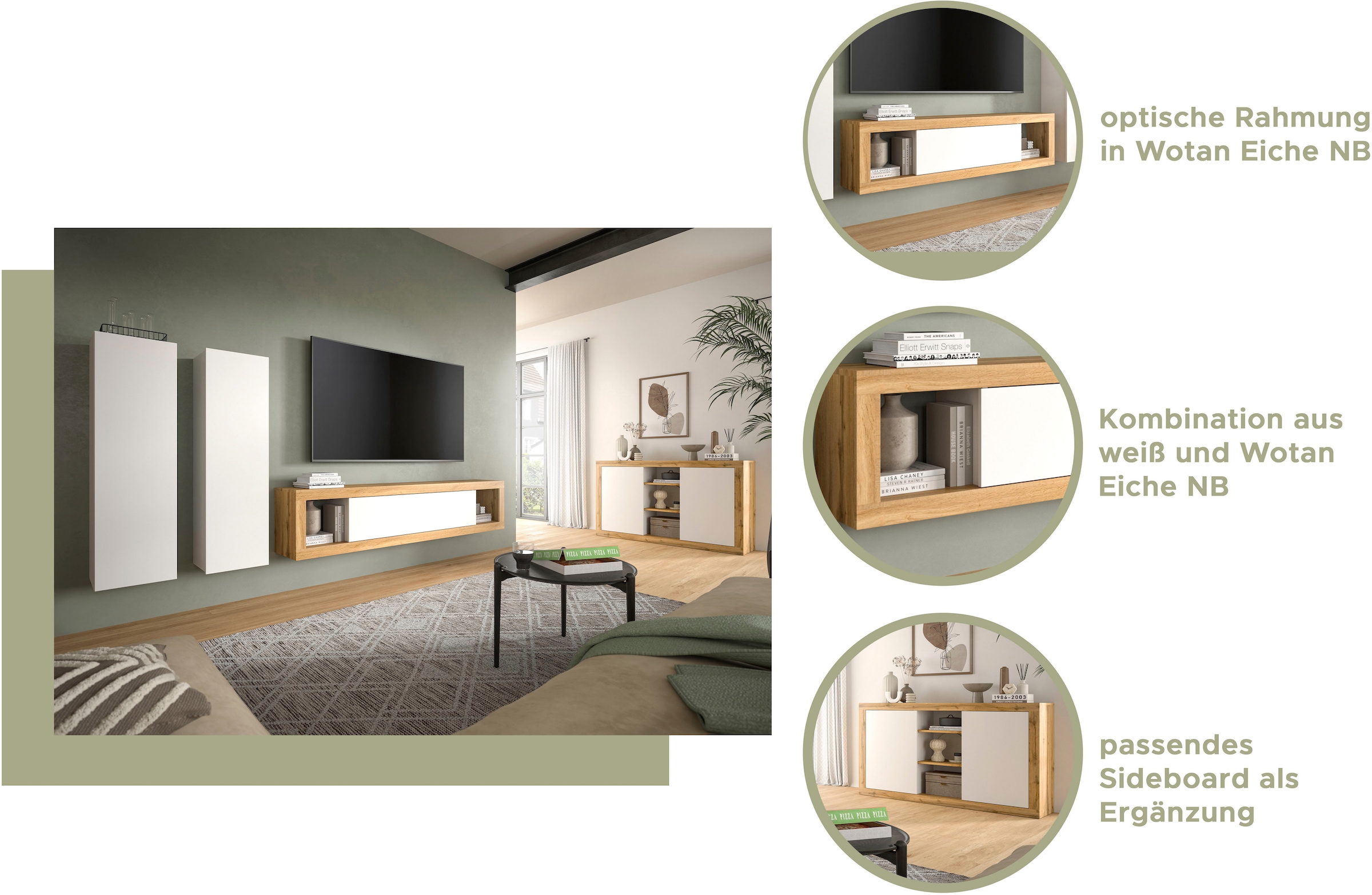 INOSIGN Mehrzweckschrank »Trinity, 2er Set, Höhe 110cm, hängend, grifflos/Frontüberstand«, (2 St.), Wandschrank, Stauraumschrank, Schrank Set