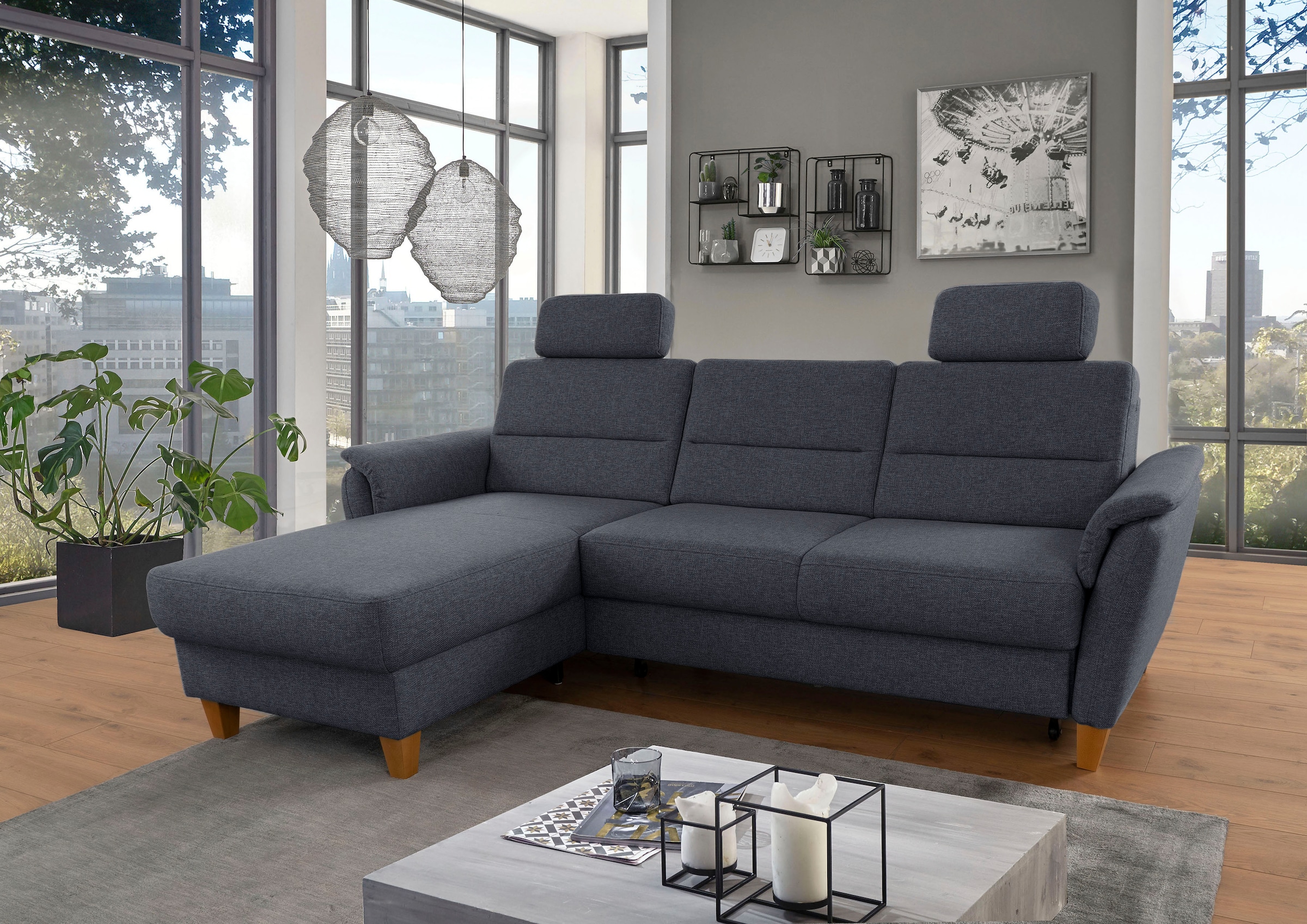 Home affaire Ecksofa »Palmera L-Form«, Federkern, wahlweise mit Bettfunktio günstig online kaufen