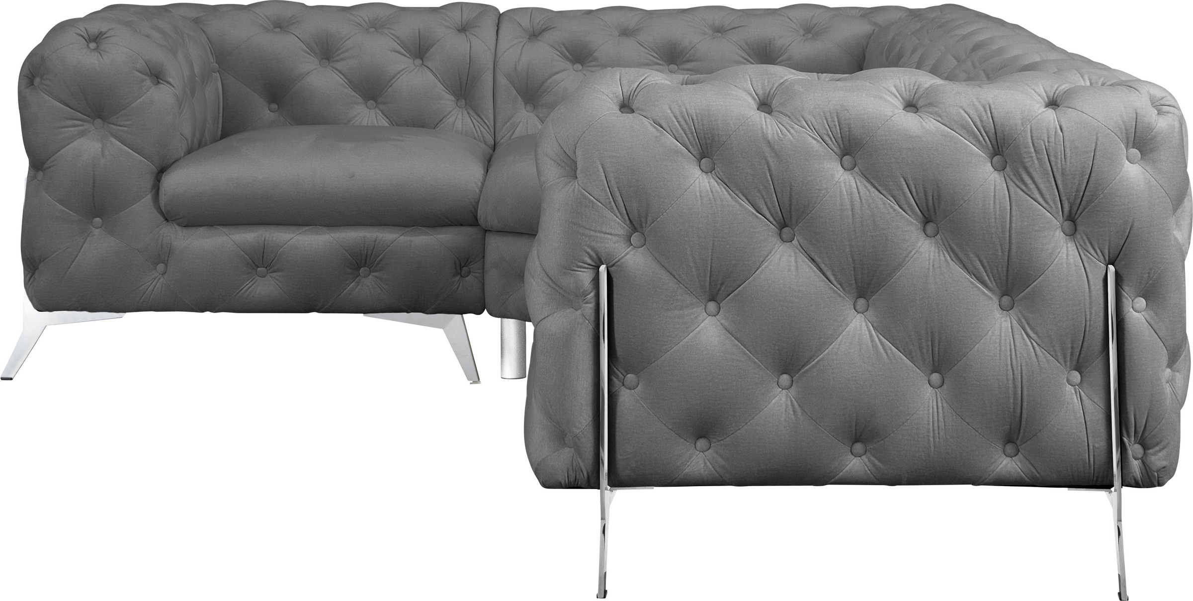 Home affaire Chesterfield-Sofa »Amaury L-Form« moderne Chersterfield-Optik, Breite 262 cm, Fußfarbe wählbar