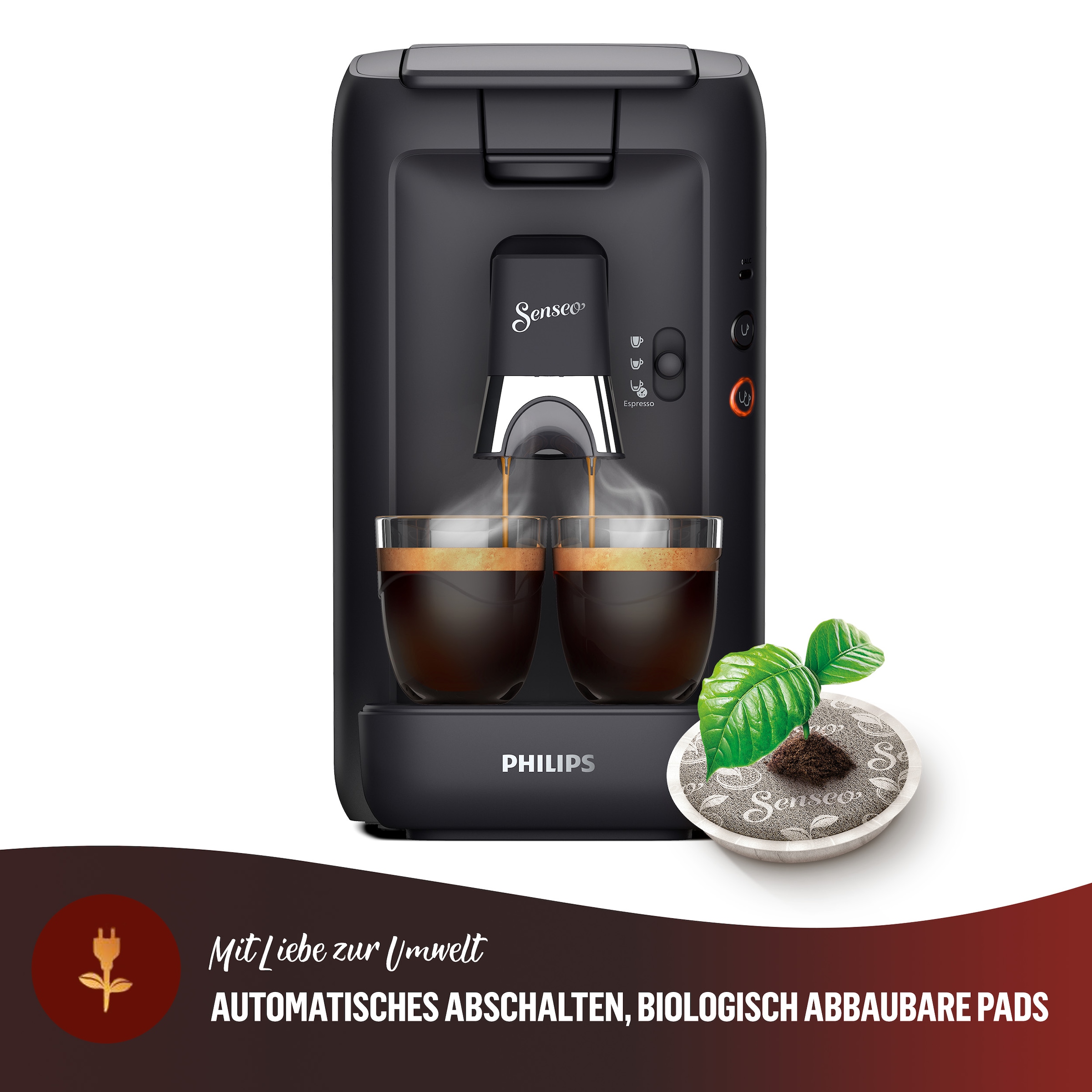 Philips Senseo Kaffeepadmaschine »Maestro CSA260/60, mit drei Kaffee-Einstellungen«, aus 80% rec. Plastik, Memo-Funktion, inkl. Gratis-Zugabe, Wert 14€ UVP