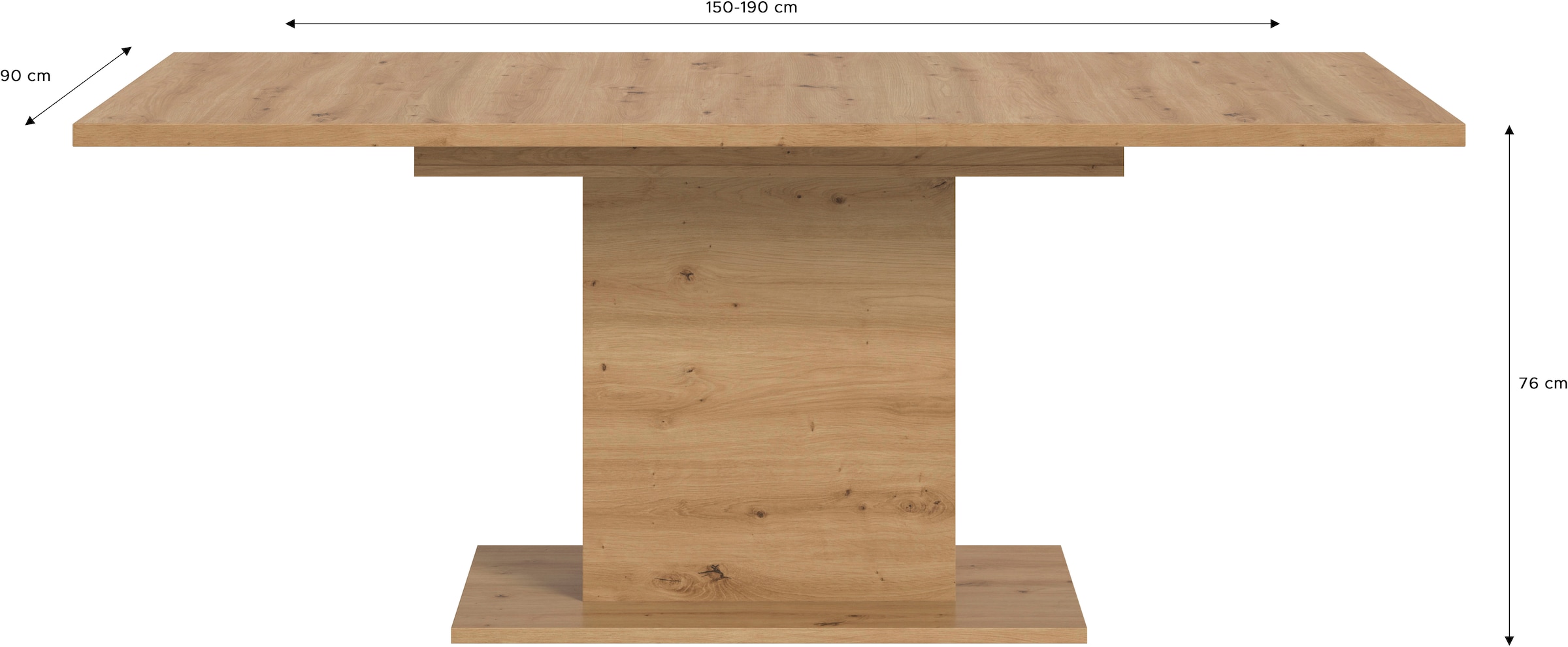 INOSIGN Esstisch »Motus, ausziehbar 150 -190 cm, inklusive 40 cm Einlegeplatte«, (Set, 1 St.), Säulengestell mit Bodenplatte, Tisch, Küchentisch, Esszimmer, Küche