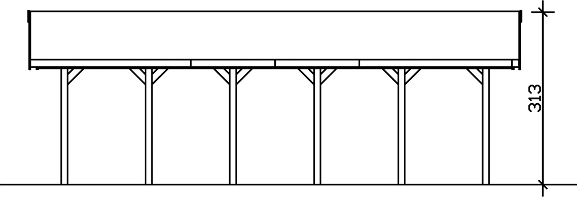Skanholz Einzelcarport »Wallgau«, Nadelholz, 291 cm, Grün, mit roten Dachschindeln