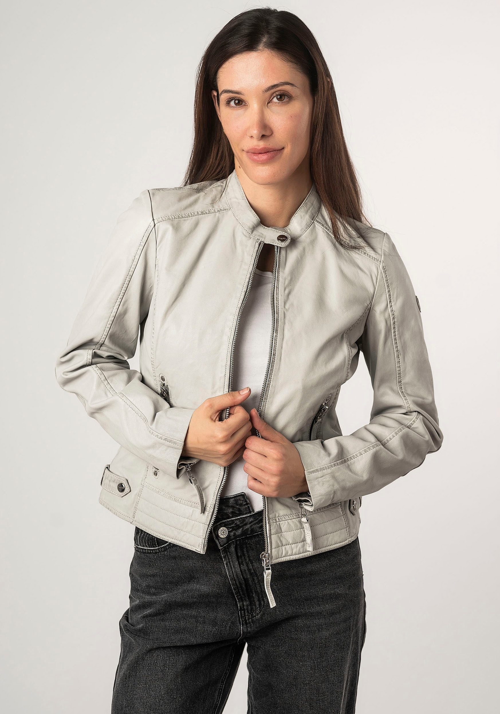 Mauritius Lederjacke »MWFilla«, mit kleinem Stehkragen