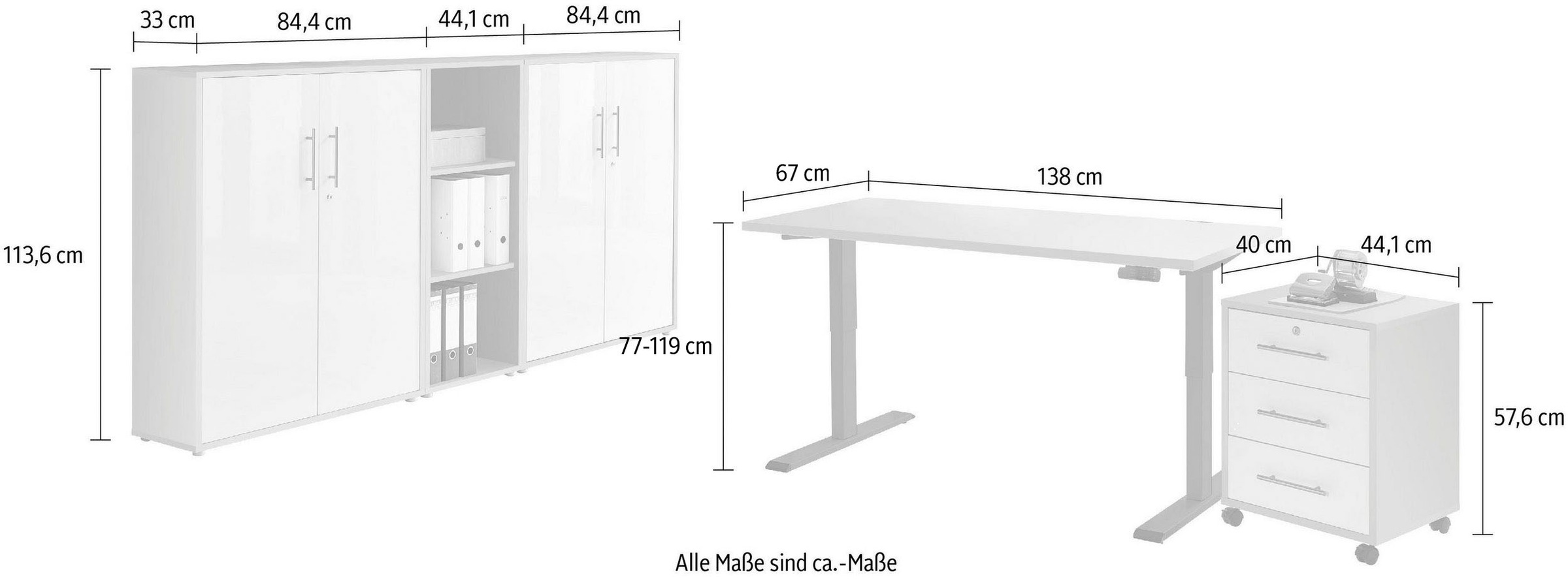 BMG Möbel Büromöbel-Set »Tabor«, (Set, 5 tlg.), mit elektrisch höhenverstellbarem Schreibtisch