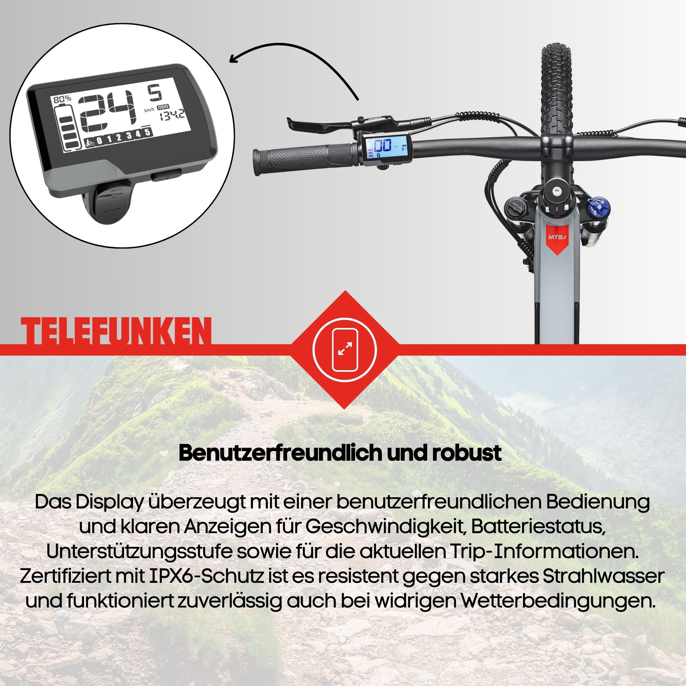 Telefunken »Aufsteiger MT925« 9 Gang Shimano Cues Schaltwerk Kettenschaltung Mittelmotor 250 W Pedelec, Elektrofahrrad, Damen u. Herren, E-MTB, Mountainbike, 29 Zoll