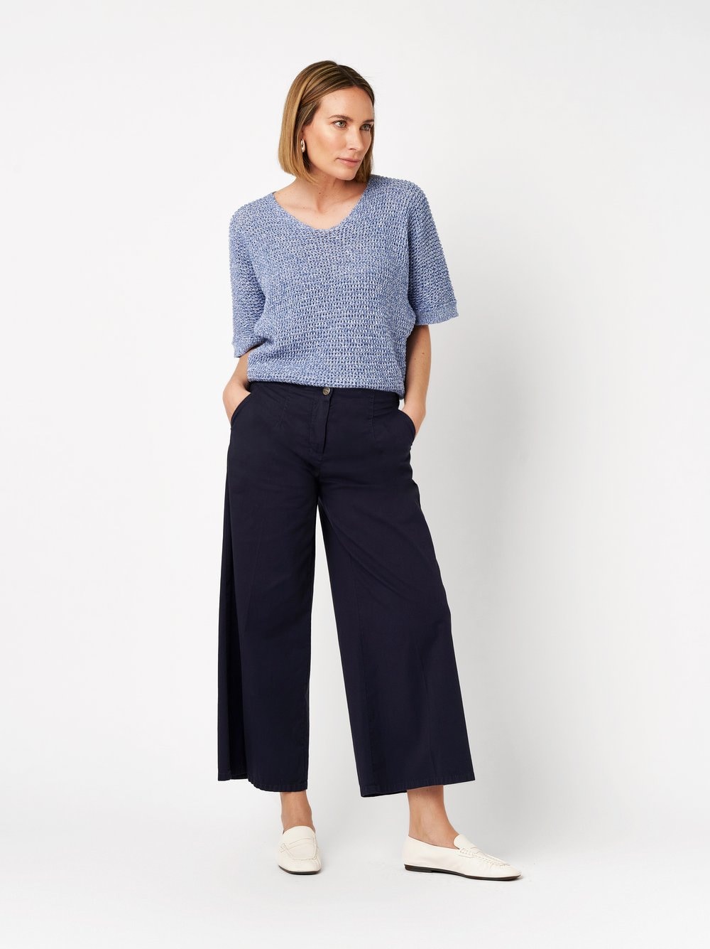 TONI Culotte  mit extra weitem Beinverlauf und Bügelfalte, Stretch
