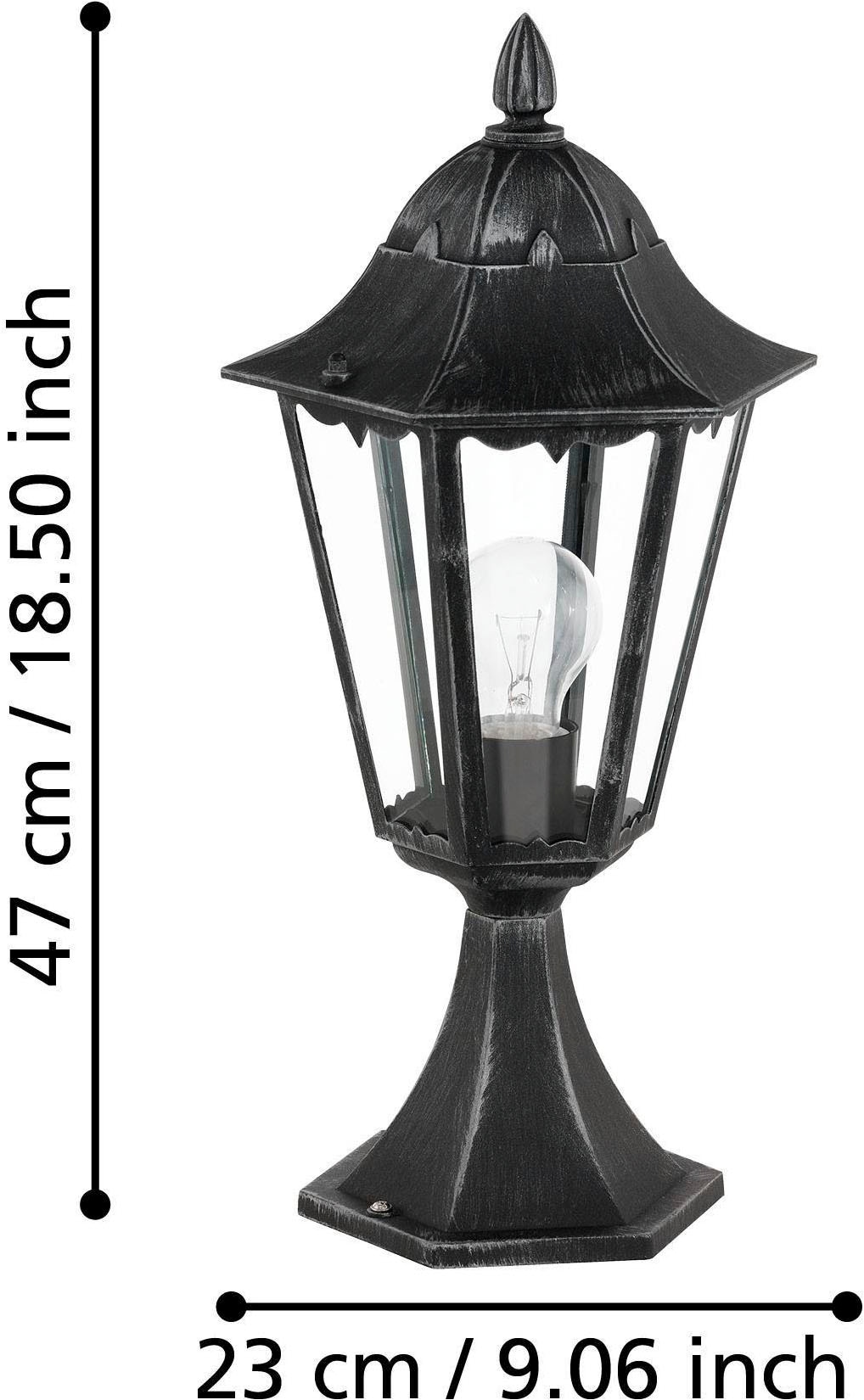 EGLO Sockelleuchte »Navedo Sockellampe, Außenlampe aus Aluguss und Glas, E27, IP44, Lampe« E27 1 Stk. Stehleuchte - H47 x Ø23 cm - schwarz, silber-patina - 1X60W exkl.