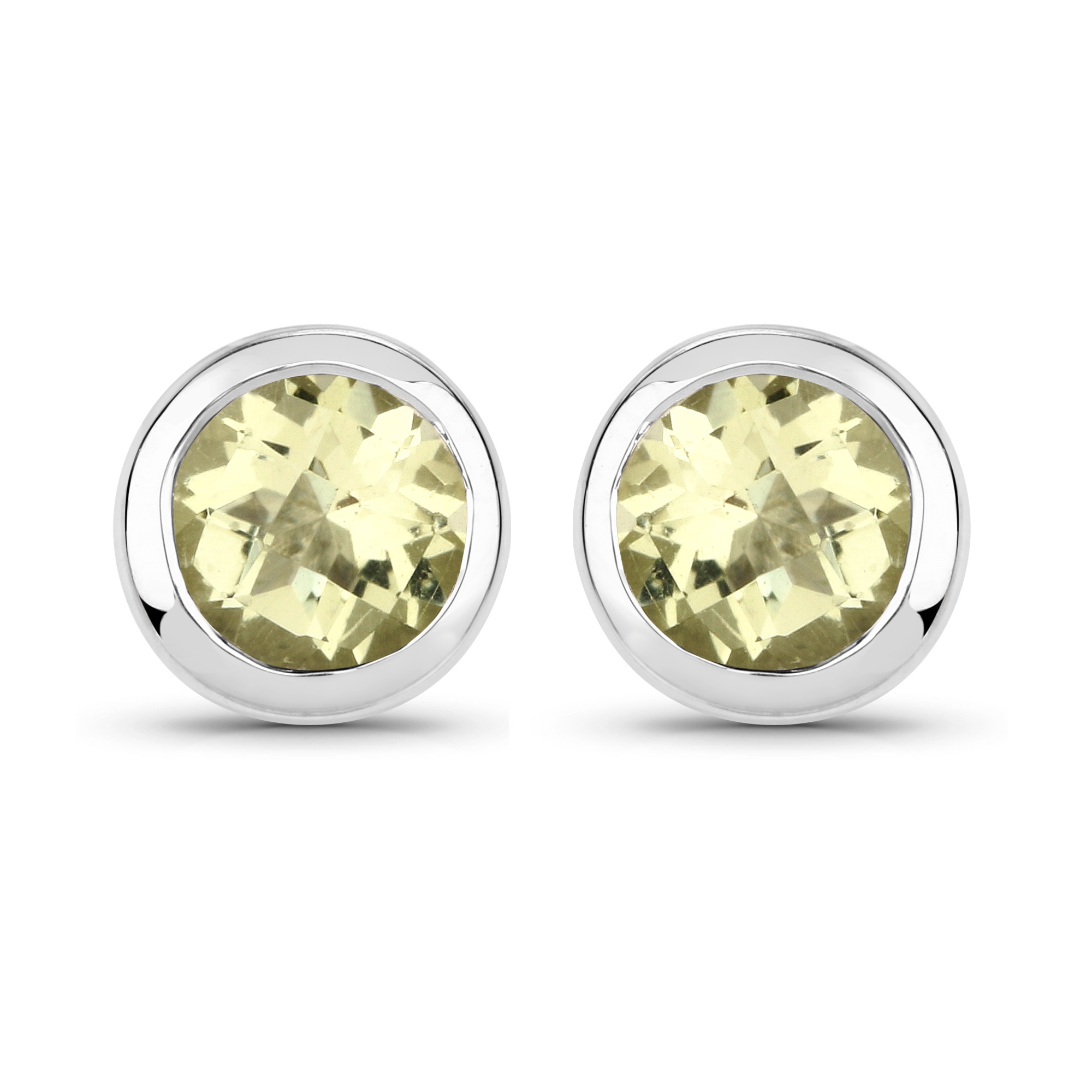 Vira Jewels Paar Ohrstecker »925-Sterling Silber rhodiniert glänzend Lemon Quartz gelb rund«