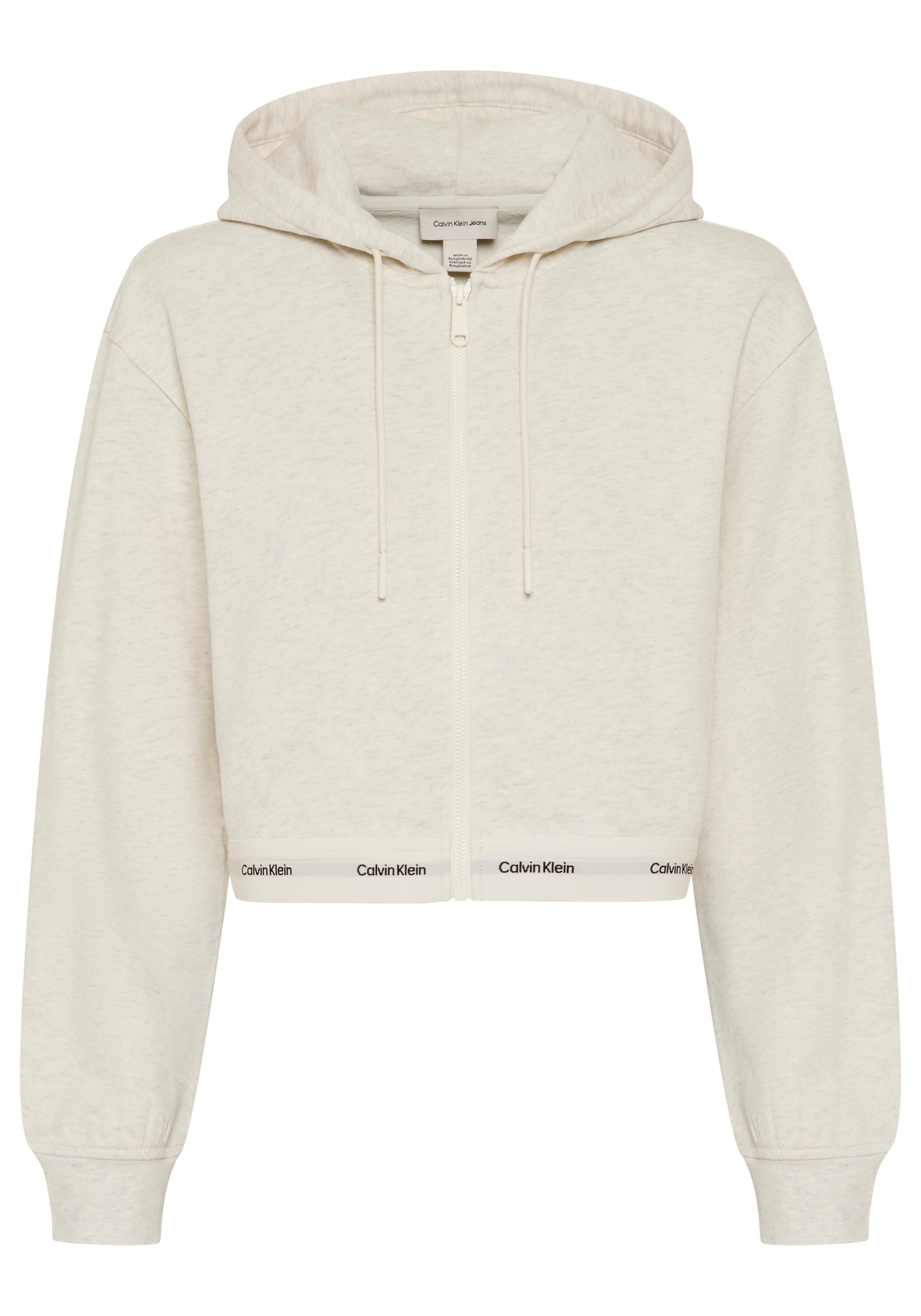 Calvin Klein Jeans Kapuzensweatjacke »LOGO WAIST CROPPED« mit Kapuze, kurze From, Logoschriftzug am Bund