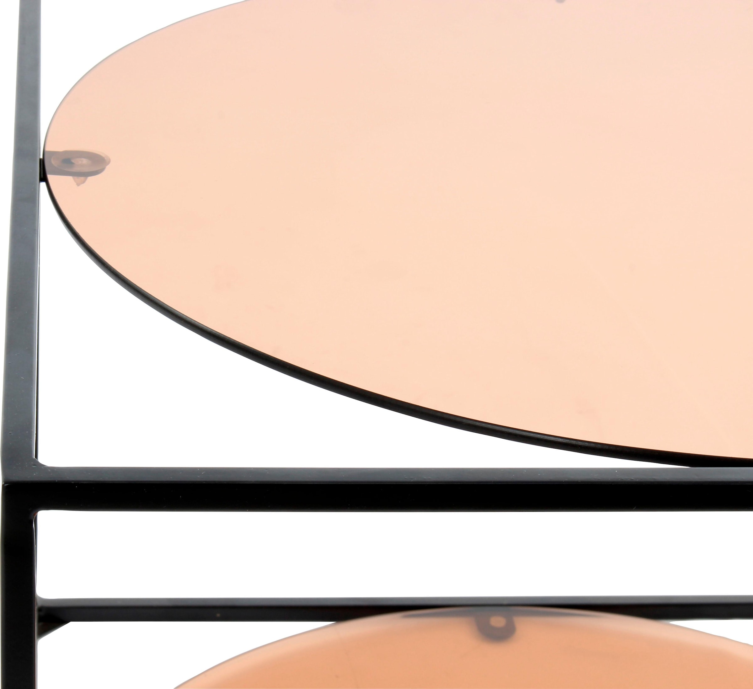 Kayoom Beistelltisch »Cody, Beistelltisch in Würfelform, offenes, modernes Design«, (1 St.), moderne Kubusform mit runden Ablageflächen aus Glas