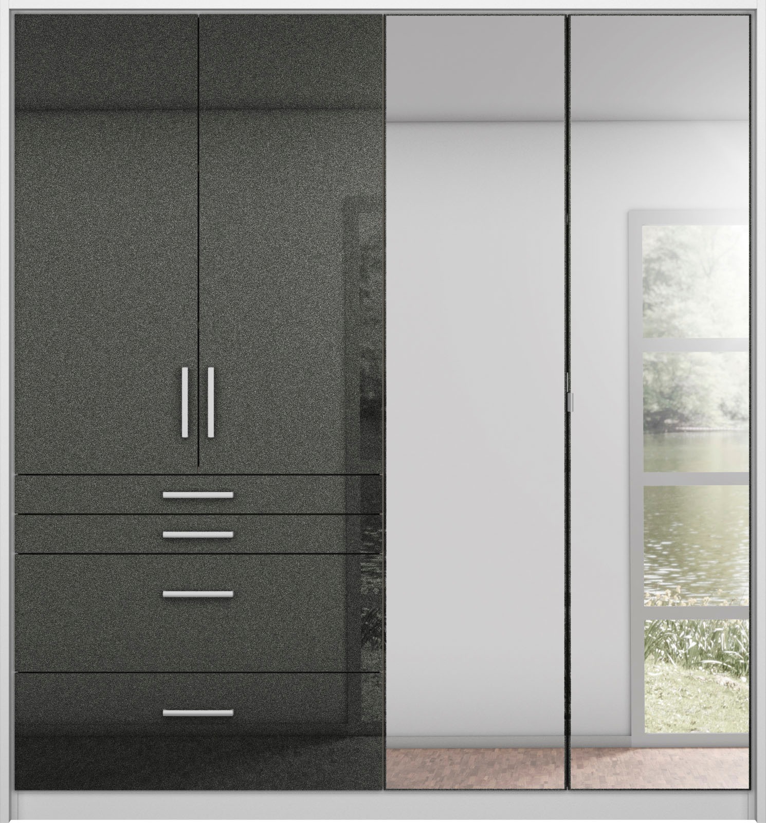 rauch Drehtürenschrank »Kleiderschrank Schrank Garderobe Garderobenschrank Topseller HOMBURG«, inkl. Passepartout, oberer Schubkasten mit Einteilung MADE IN GERMANY