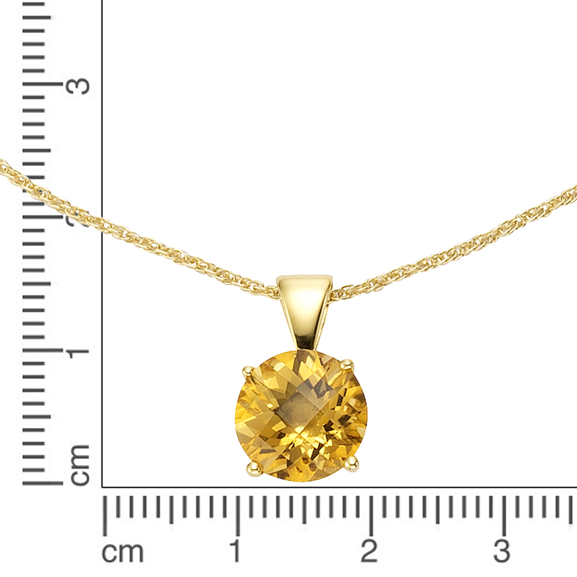 Jamelli Kette mit Anhänger »Silber 925 vergoldet 45/42cm lang mit echtem Citrin 10mm«