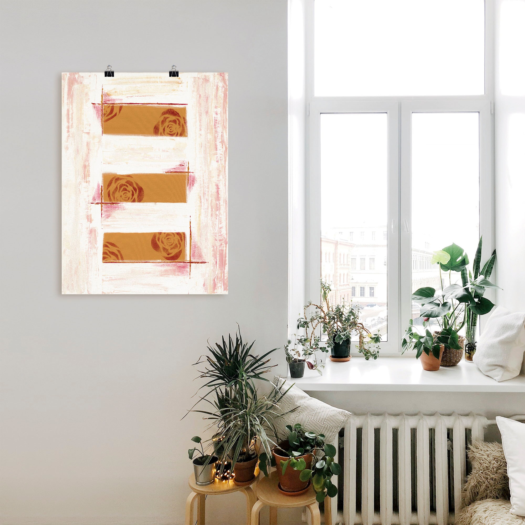 Artland Wandbild »Englische Rosen I - Abstrakt«, (1 St.), als Alubild, Leinwandbild, Wandaufkleber oder Poster in versch. Größen
