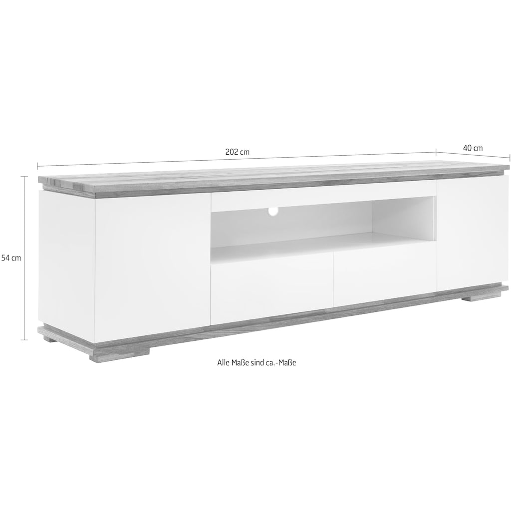 MCA furniture Lowboard »Chiaro«, Breite ca. 202 cm
