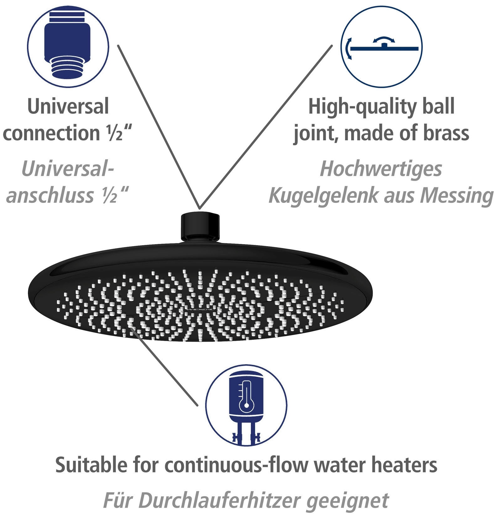WENKO Duschsystem »Watersaving«, einfacher Anschluss an bestehende Armatur oder Wandanschlussbogen