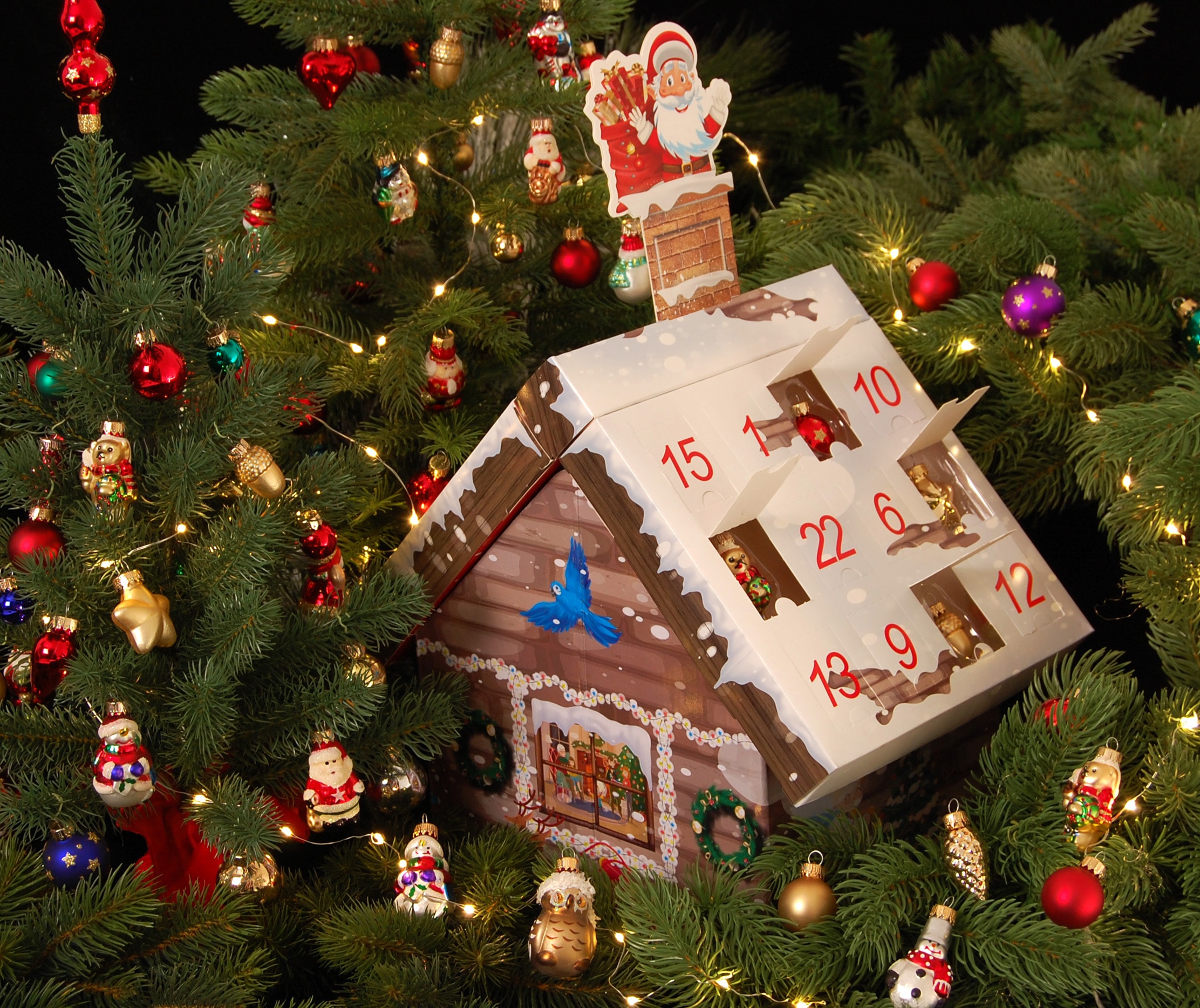 %Sale home im Weihnachtsdeko«, Mini-Glaskugeln »Roana, Adventskalender my Minifiguren, handdekorierte Adventskalender-Haus für Erwachsene, jetzt mit