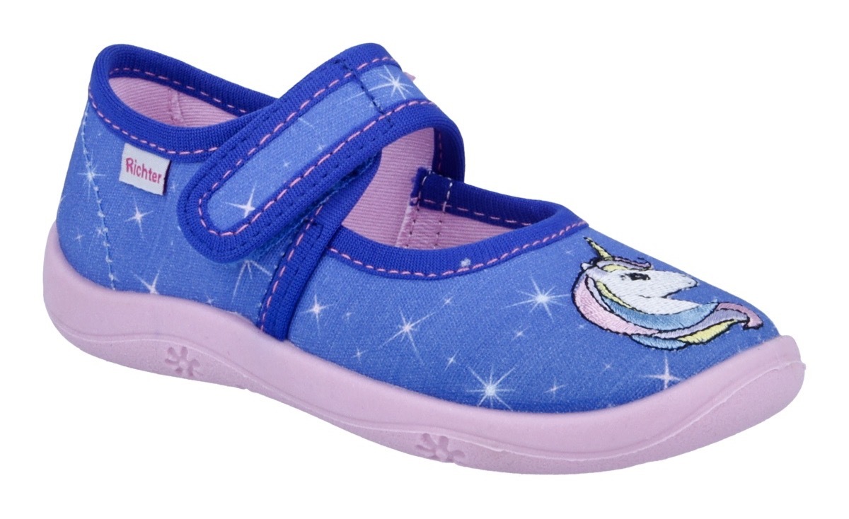 RICHTER Hausschuh »Mia WMS: Mittel« Kindergartenschuhe mit WMS, Größenschablone zum Download blau 25 25 Bequemer Hausschuh mit Klettverschluss