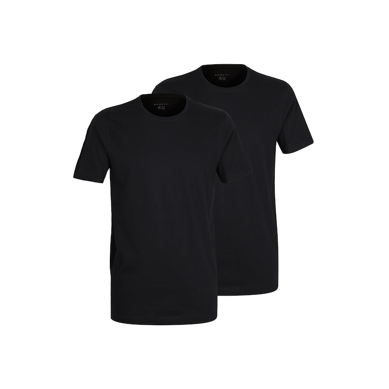 BUGATTI T-Shirt »Bari« 2er Pack, Rundhalsausschnitt, Kurzarm, basic, Baumwolle, weich, bequem schwarz-dunkel-uni 54 54 Herren T-Shirt von Bugatti