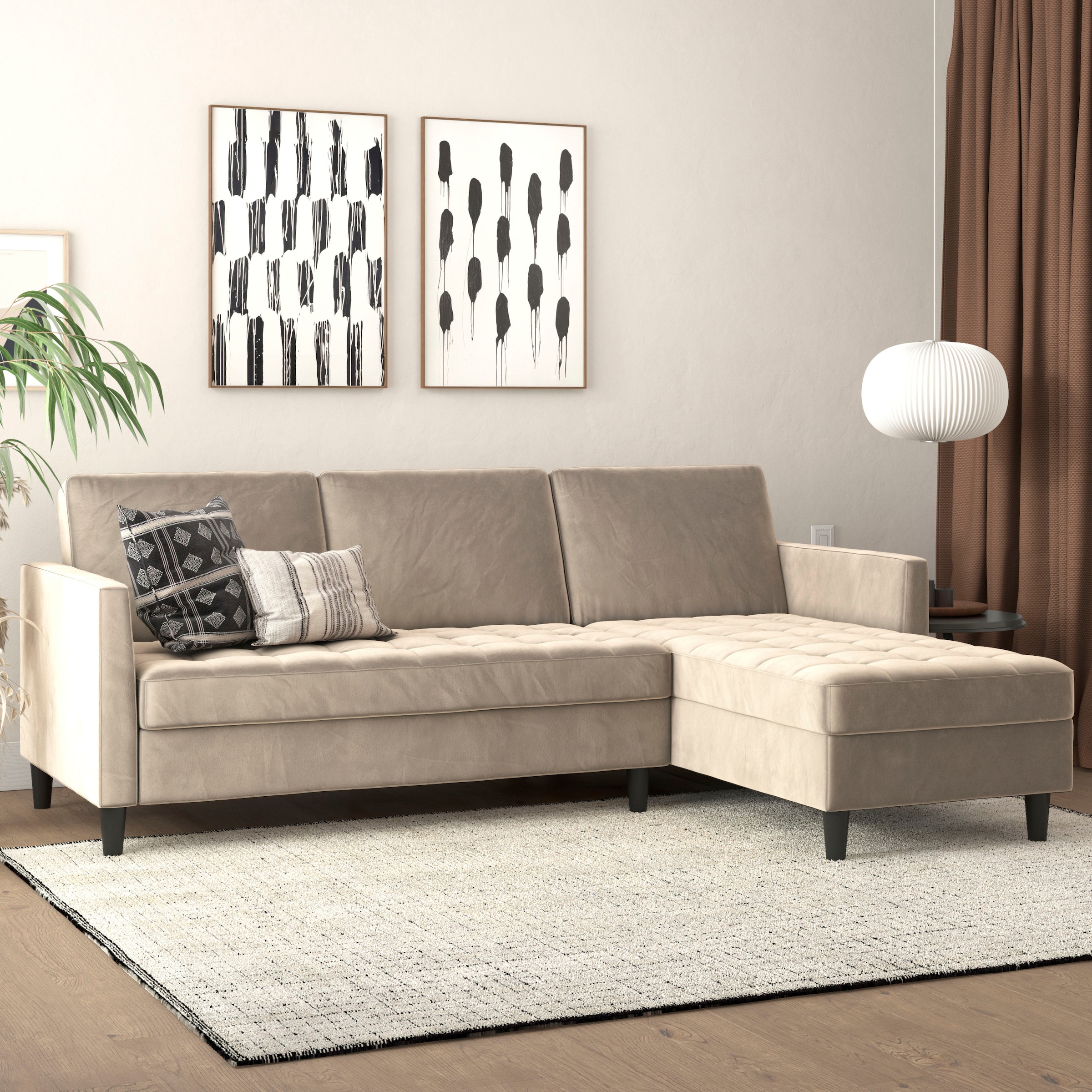 Dorel Home Ecksofa »Presley, L-Form,«, Ecksofa mit Bett-Funktion und Stauraum, verstellbare Rückenlehne