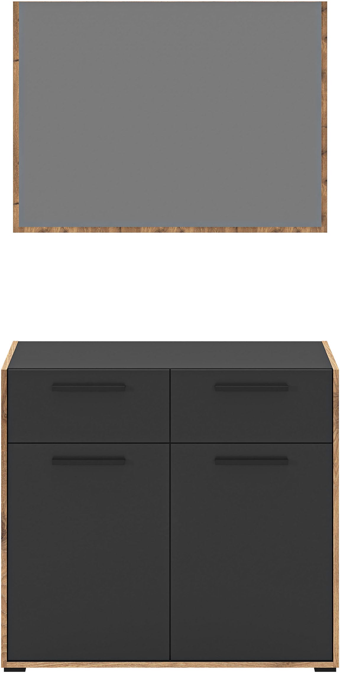 INOSIGN Garderoben-Set »MUSTA, 2-teilig, bestehend aus: Kommode & Garderobenspiegel«, Kombination, Kompaktgarderobe, Garderobenkombination, Garderobe