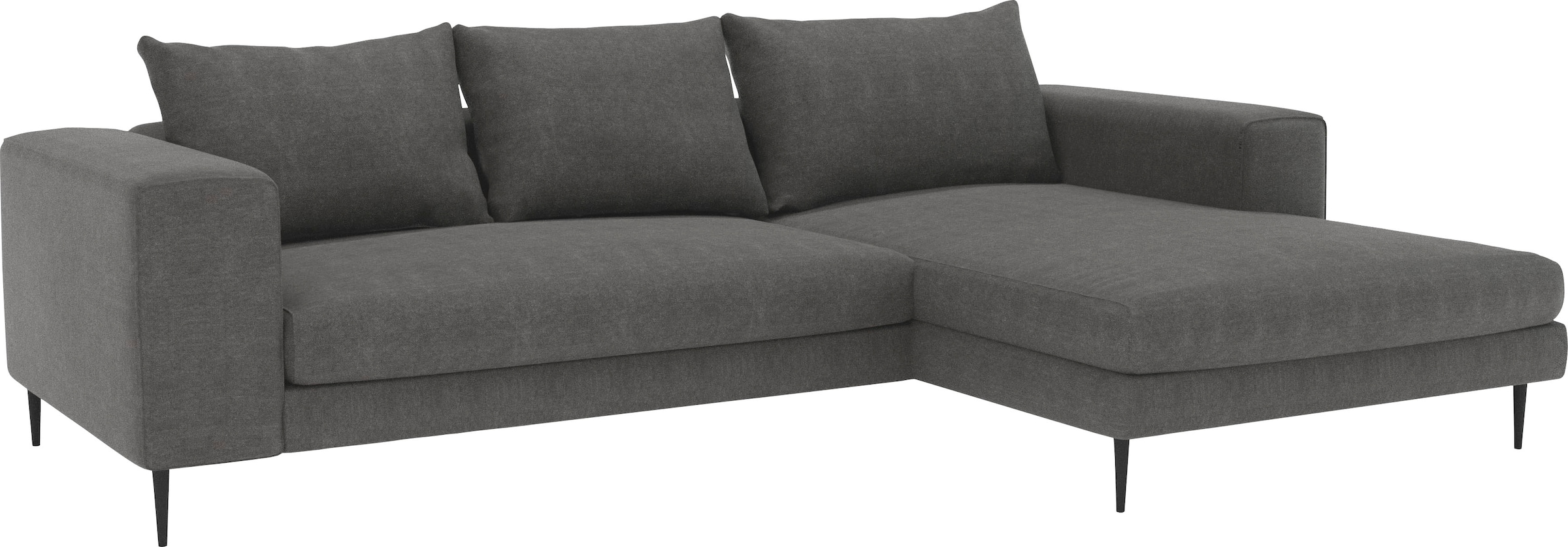 INOSIGN Ecksofa »Aurora, L-Form, mit extra breiter Recamiere, 324 x 170 cm (BxT)«, Designsofa mit tollem Sitzkomfort, extra hohe Metallfüße schwarz