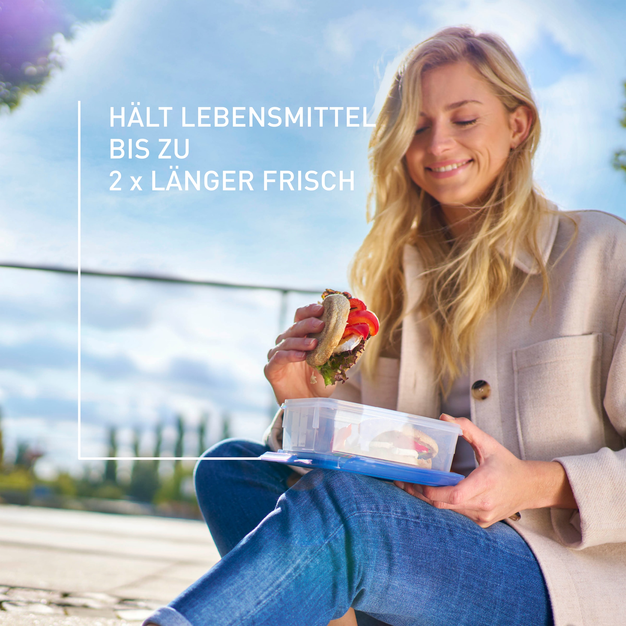 Emsa Frischhaltedose »Clip & Close Eco«, (2 tlg.), 1 L, rechteckig, Öko-Design, dicht, hygienisch, spülmaschinenfest