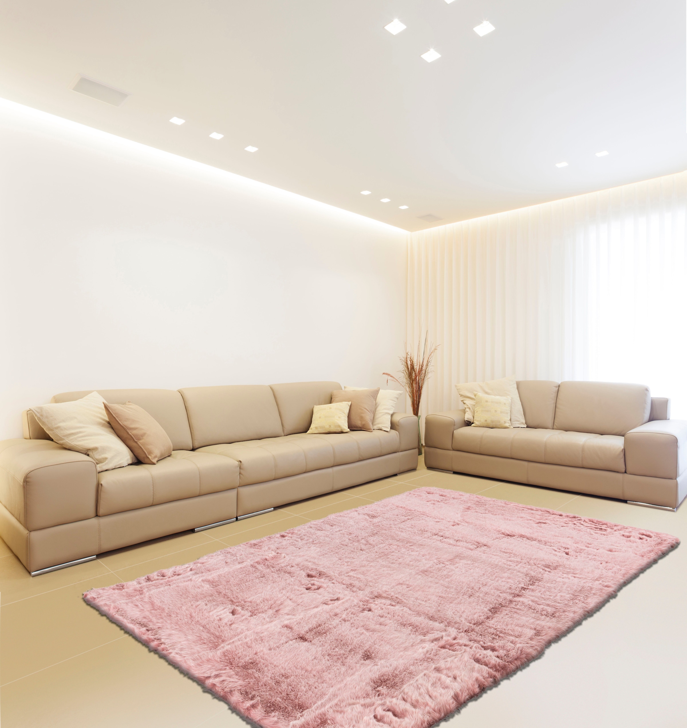 calo-deluxe Hochflor-Teppich »Emica-1000«, rechteckig, 52 mm Höhe, Kunstfell, Wohnzimmer