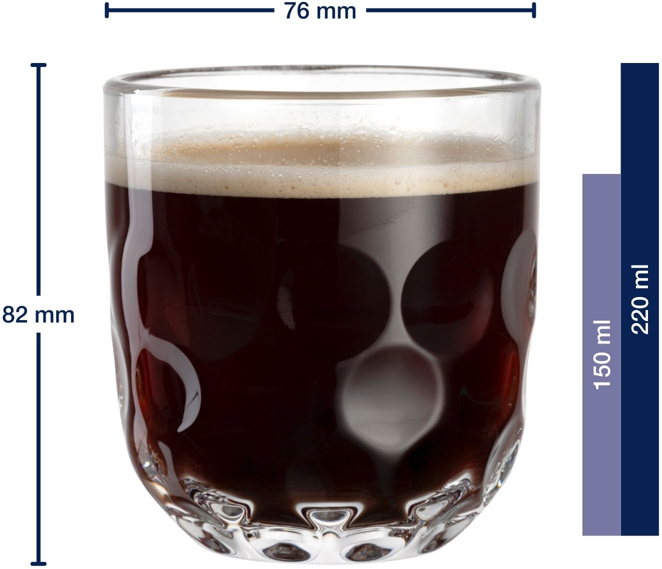 LEONARDO Gläser-Set »Kaffee-Glas GOCCE, 220 ml, 6er-Set«, (Set, 6 tlg.), 1. Variante, mit Tropfenrelief