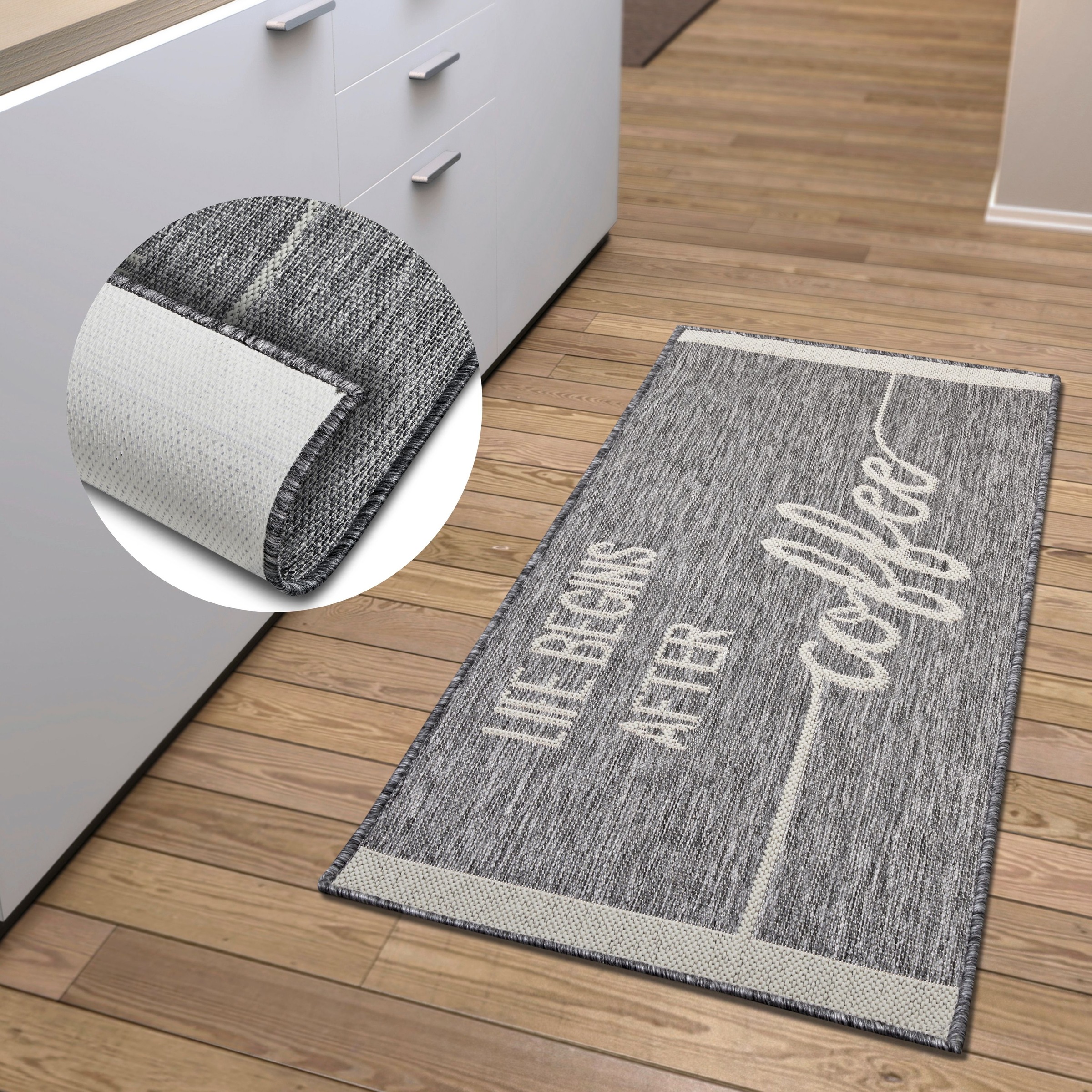 HANSE Home Küchenläufer »Life Begins After Coffee«, rechteckig, 5 mm Höhe, günstig online kaufen