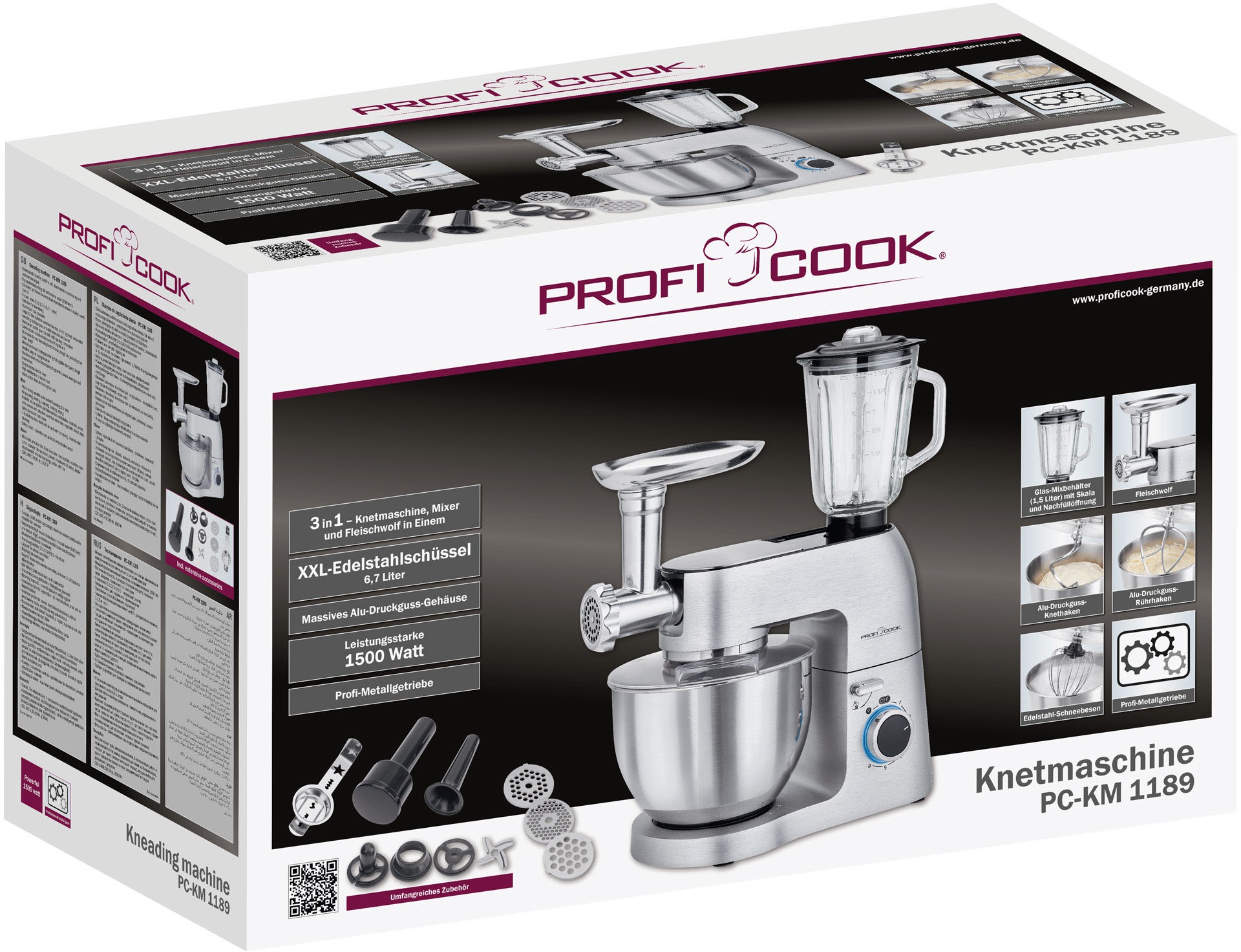 ProfiCook Küchenmaschine »PC-KM 1189«, 1500 W, 6,7 l Schüssel online kaufen