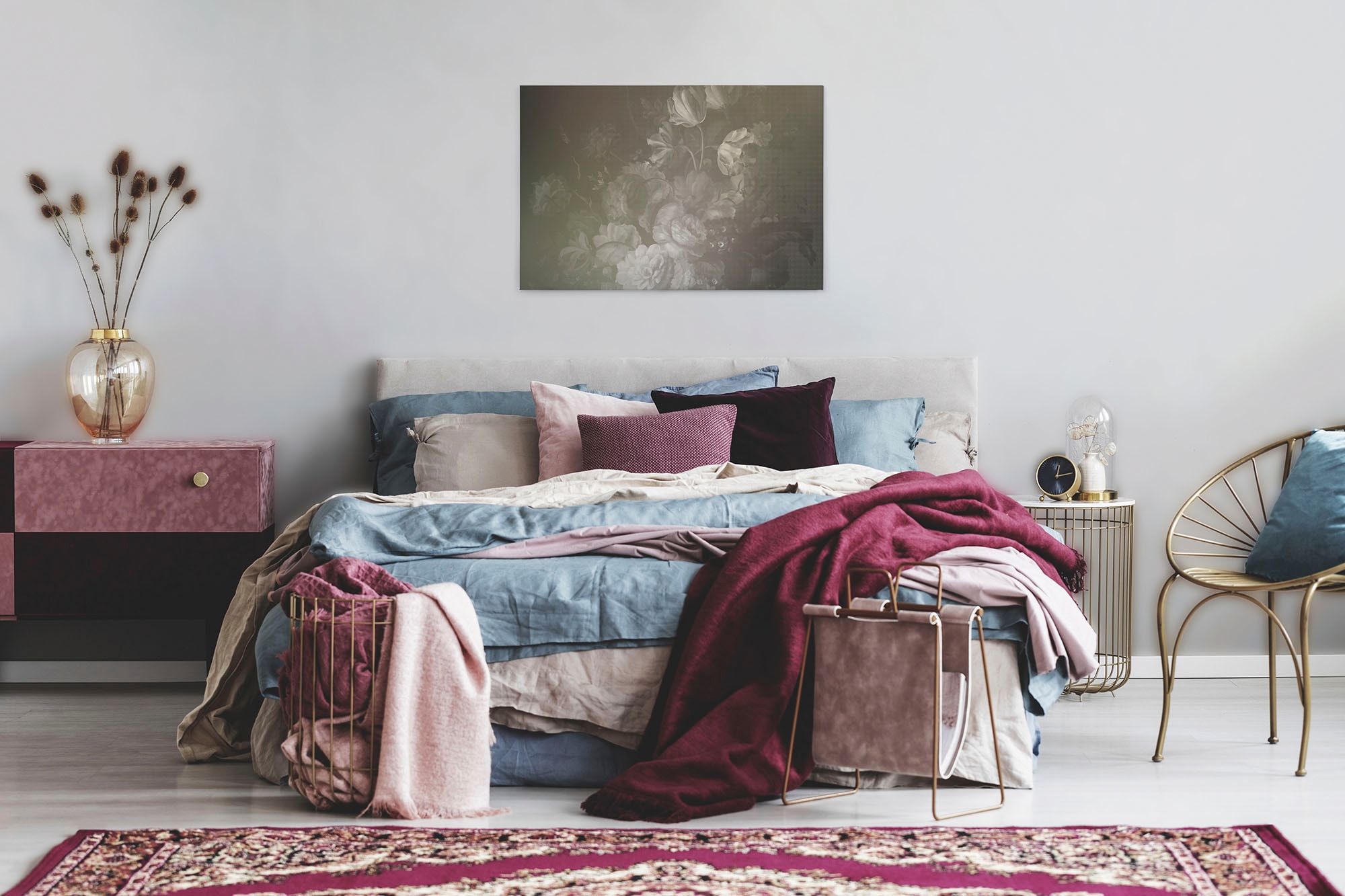 A.S. Création Leinwandbild »dutch pastel 4«, Kunst-Blumen-Kinder, (1 St.), Keilrahmen Bild Floral Rosen Leinwand-Bild Wohnzimmer modern Wandbild