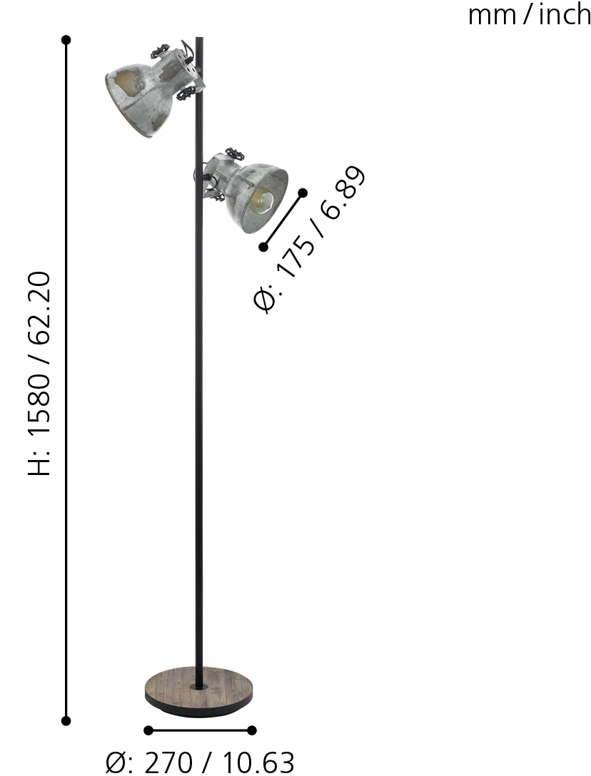 EGLO Stehlampe »BARNSTAPLE«, 2 flammig, Leuchtmittel E27 | ohne Leuchtmittel