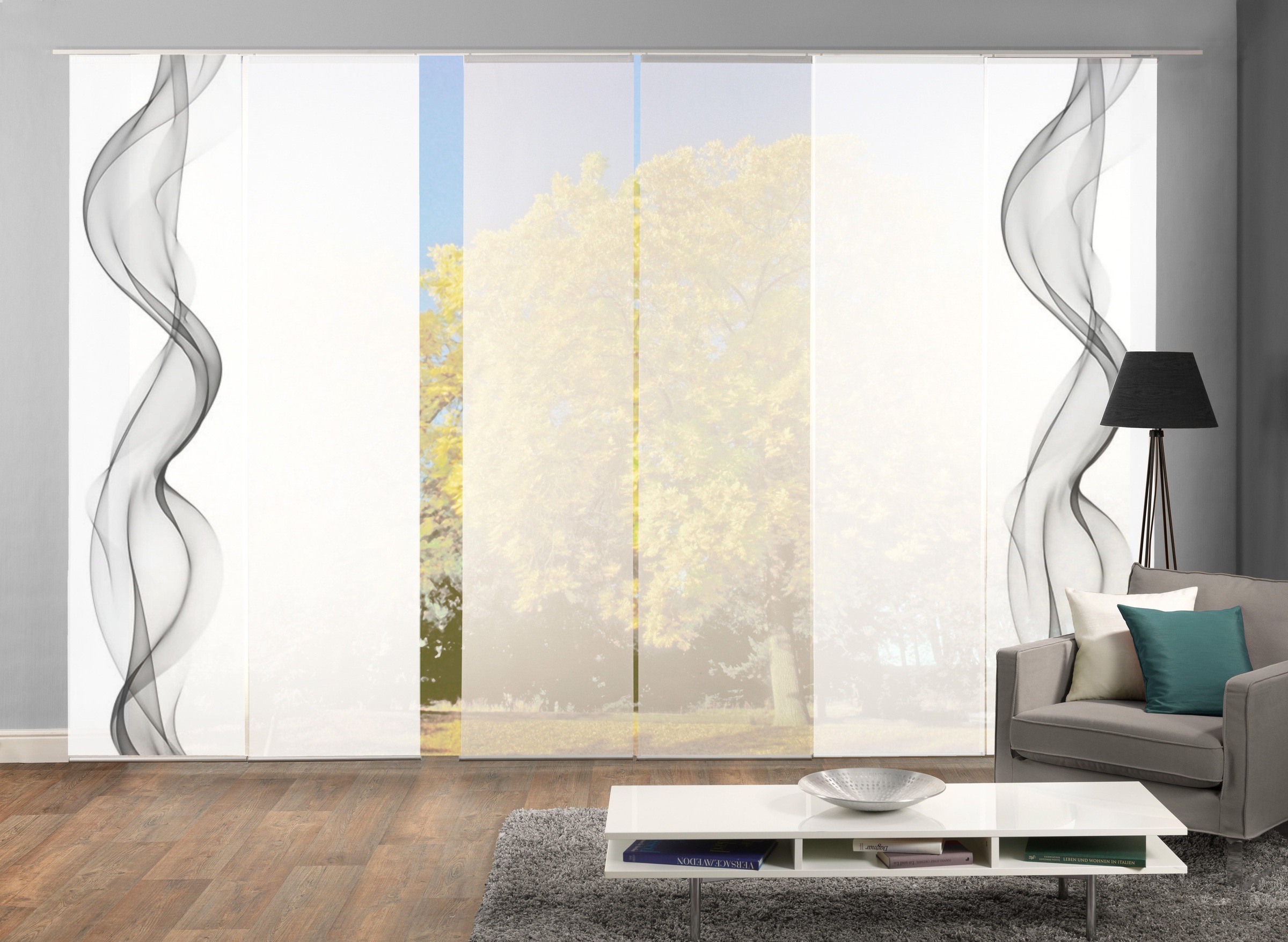 HOME WOHNIDEEN Schiebegardine »ALBERTA« Klettband 6 Stk. tlg. HxB: 245x60, günstig online kaufen