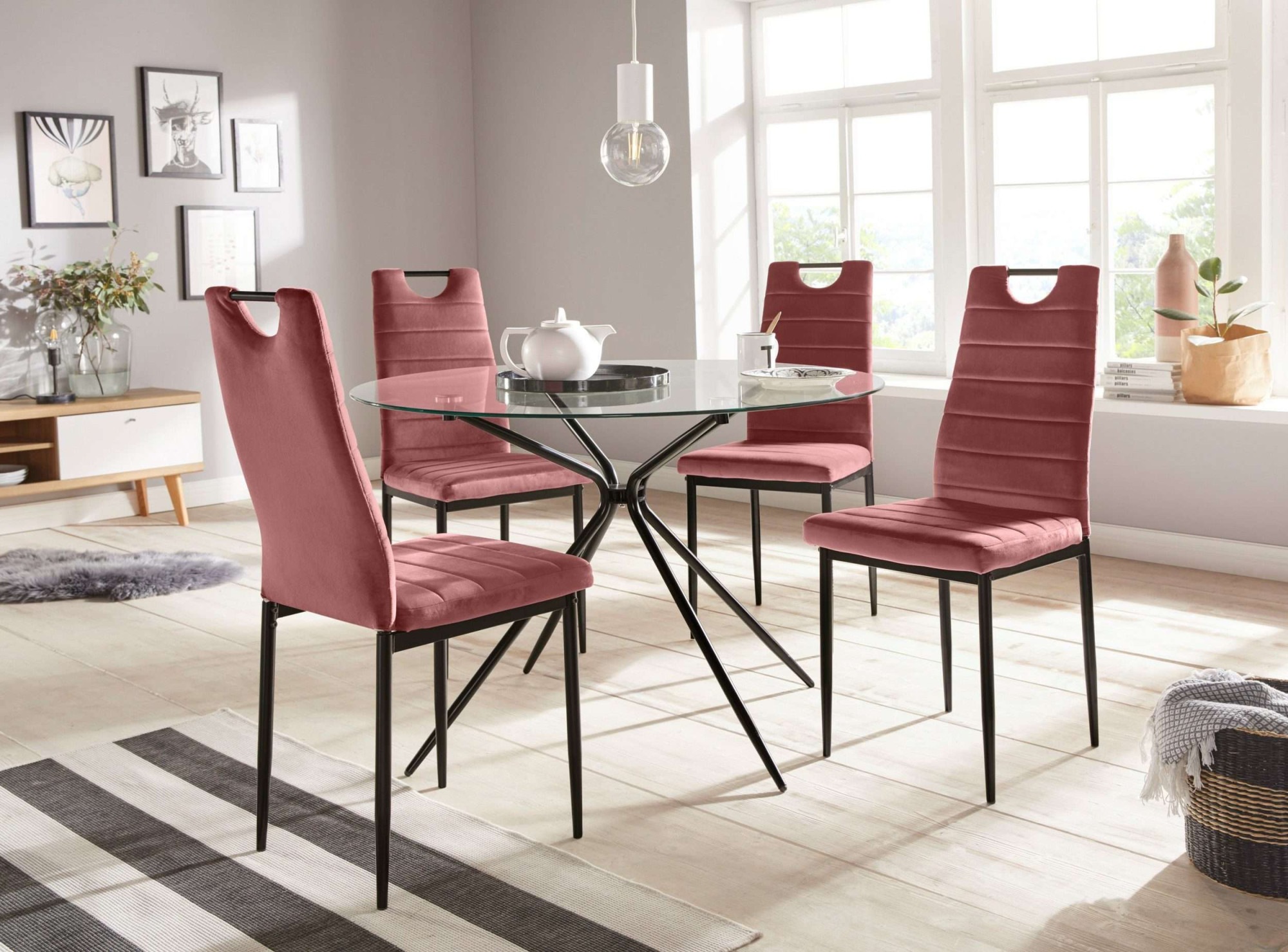 INOSIGN Essgruppe »Silvi-Mandy« Set, Set 110 cm, 5 Stk. tlg. Glastisch 110x günstig online kaufen