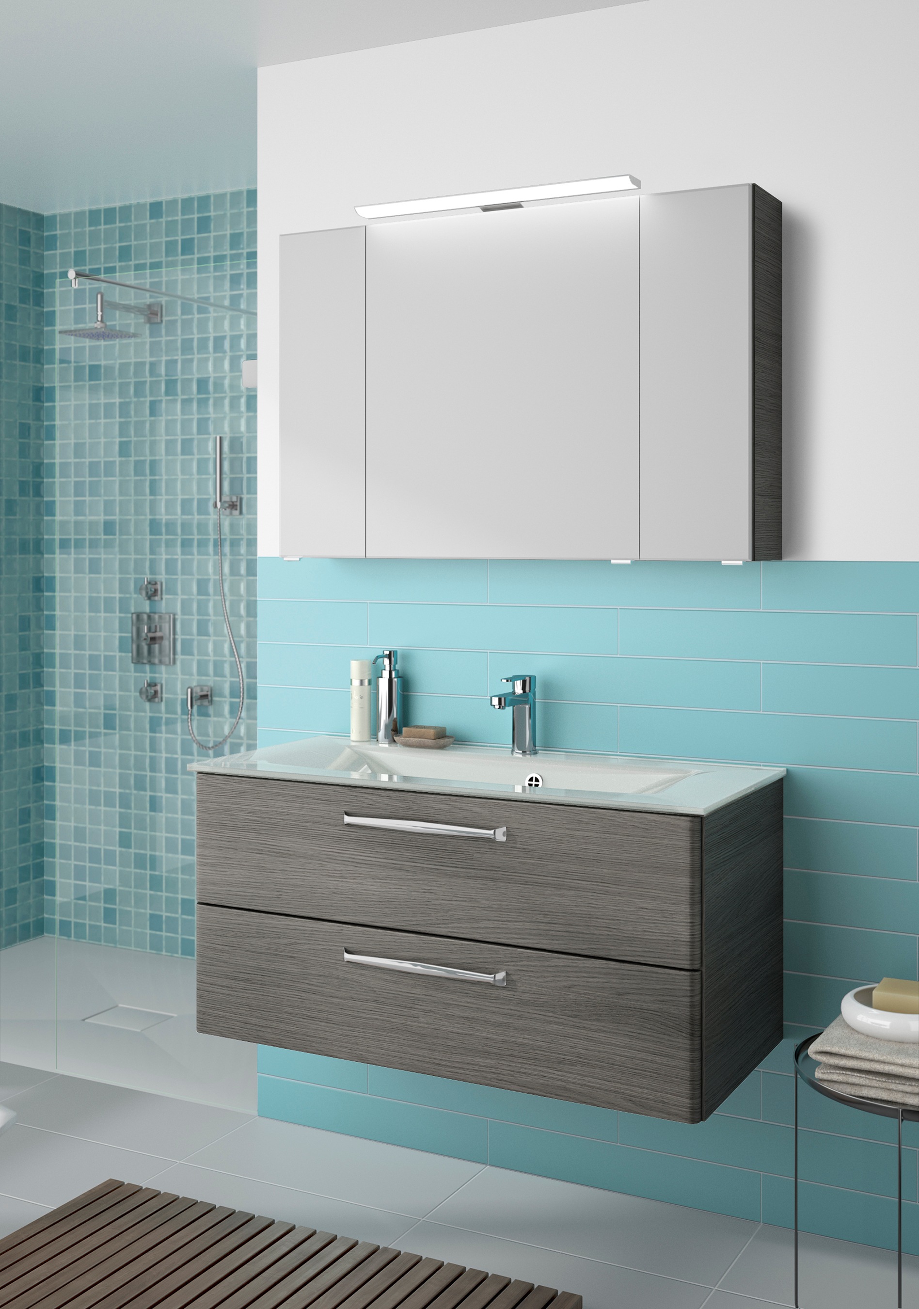 Saphir Badmöbel-Set »Trentino 2-teilig Glas-Waschtisch, Spiegelschrank mit günstig online kaufen