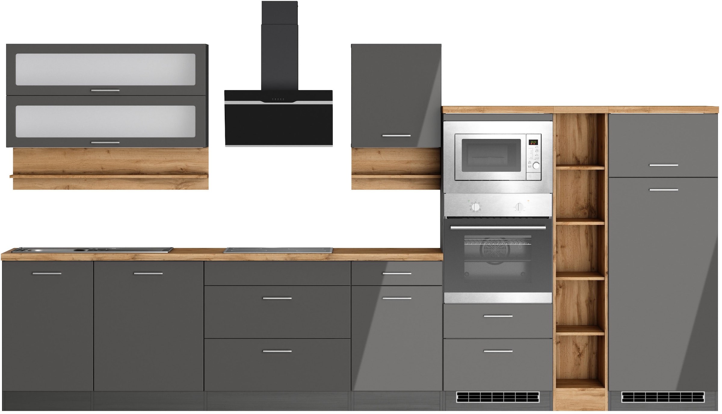 KOCHSTATION Küchenzeile »KS-Milan« 390 cm breit, viel Stauraum, wahlweise m günstig online kaufen