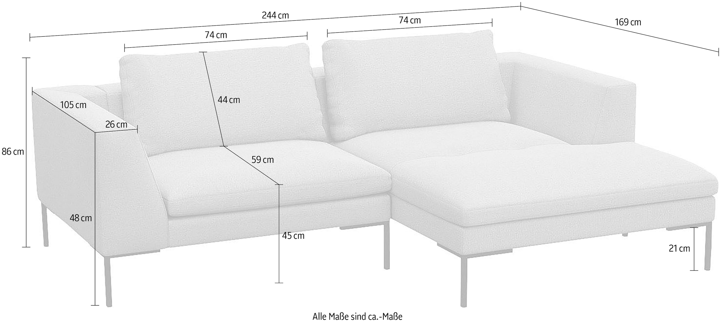 FLEXLUX Ecksofa »Loano«, modernes Sofa, frei im Raum stellbar, lose Kissen, Kaltschaum im Sitz